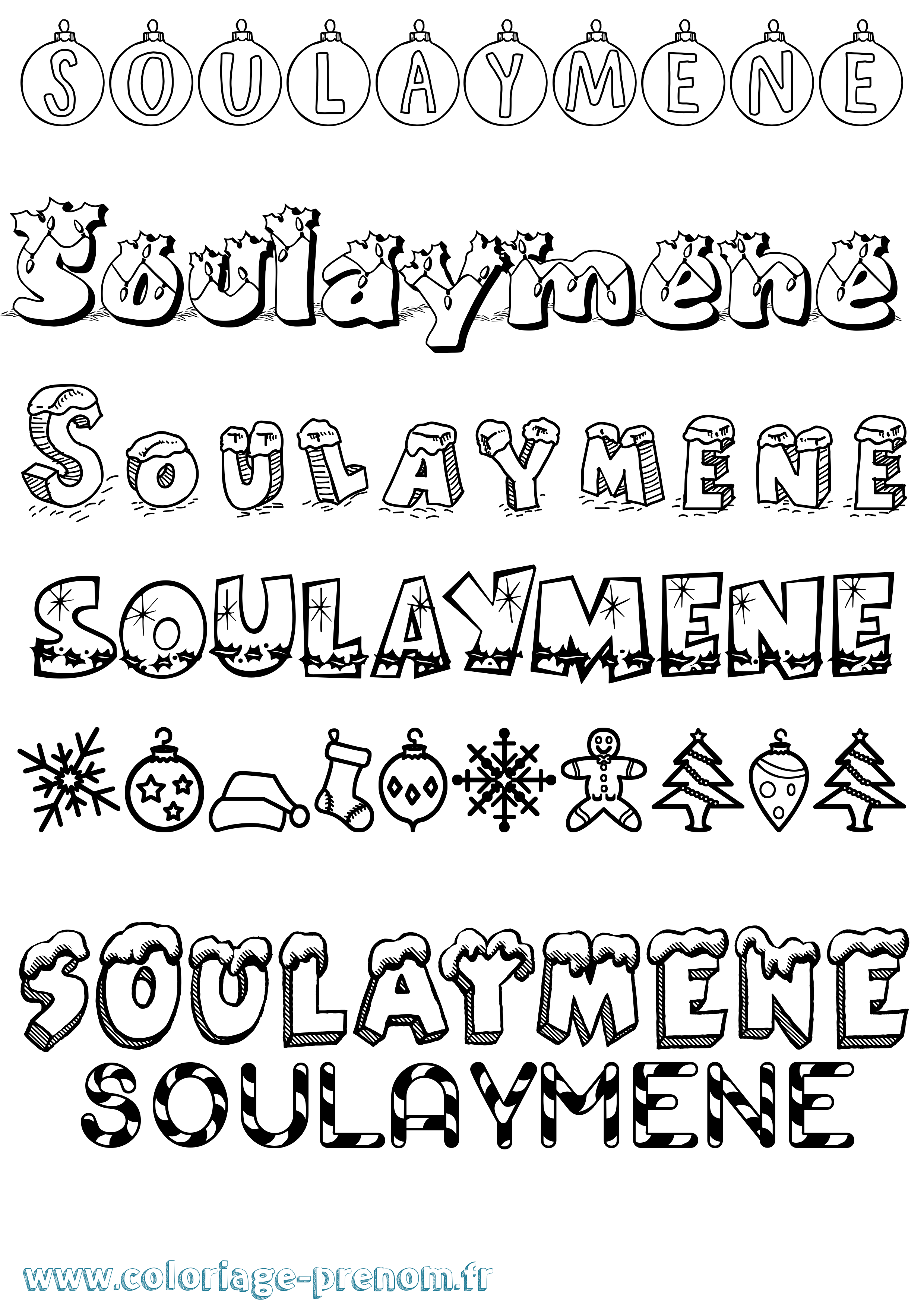 Coloriage Soulaymene Noël Coloriage prénom Soulaymene Noël