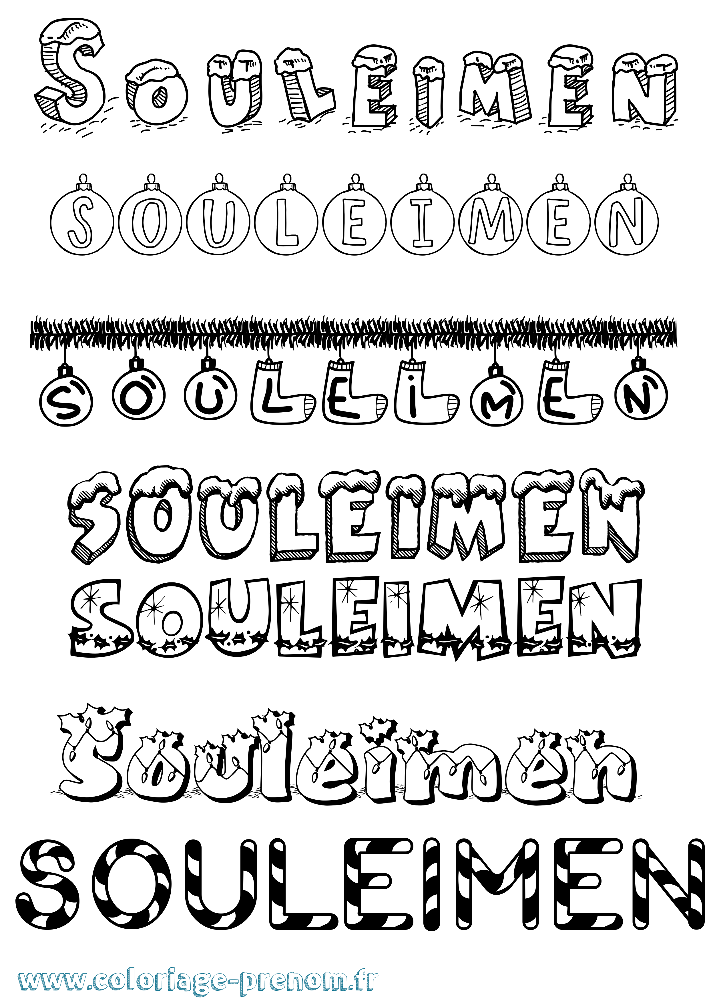 Coloriage Souleimen Noël Coloriage prénom Souleimen Noël