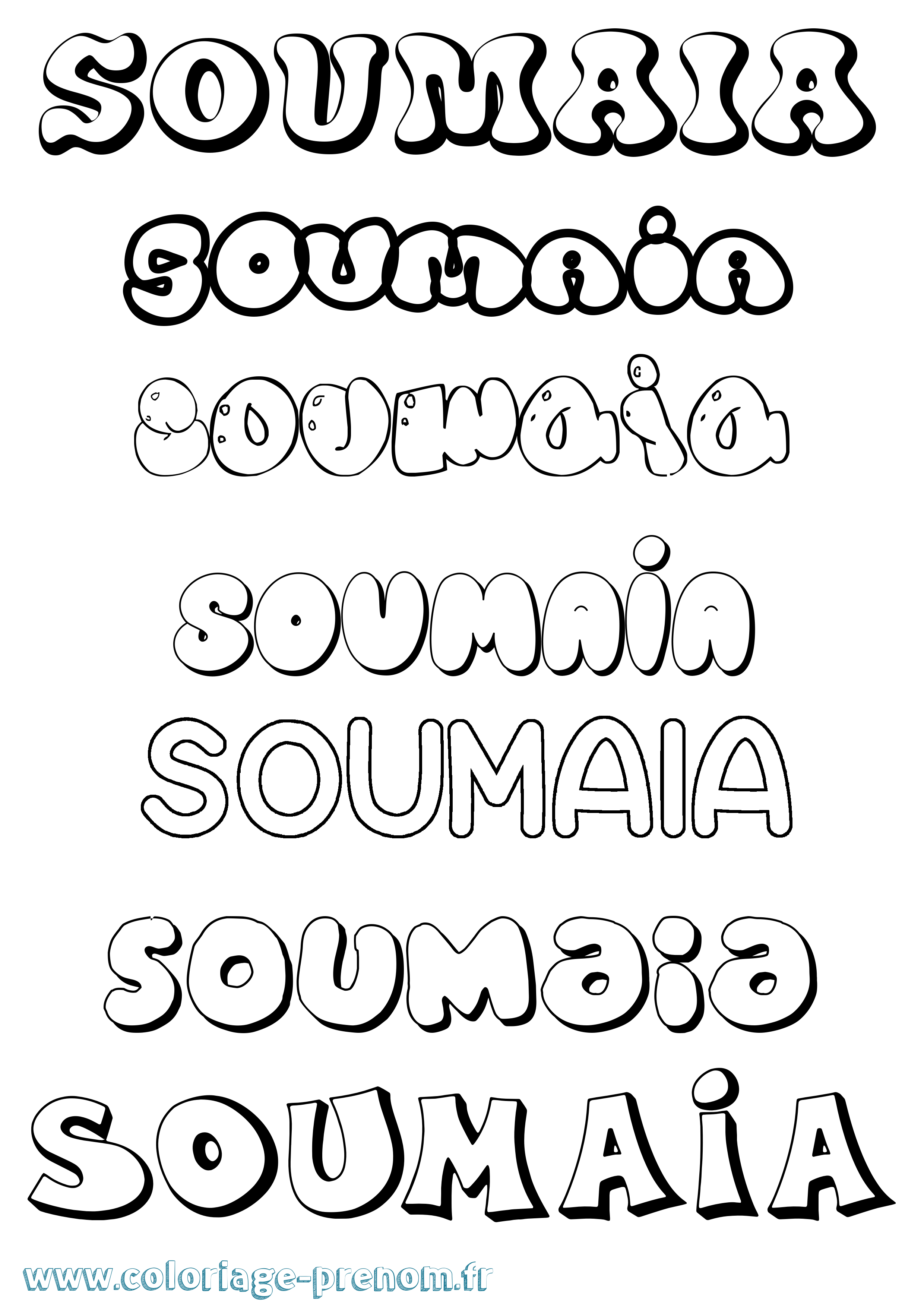 Coloriage Soumaia Bubble Coloriage prénom Soumaia Bubble