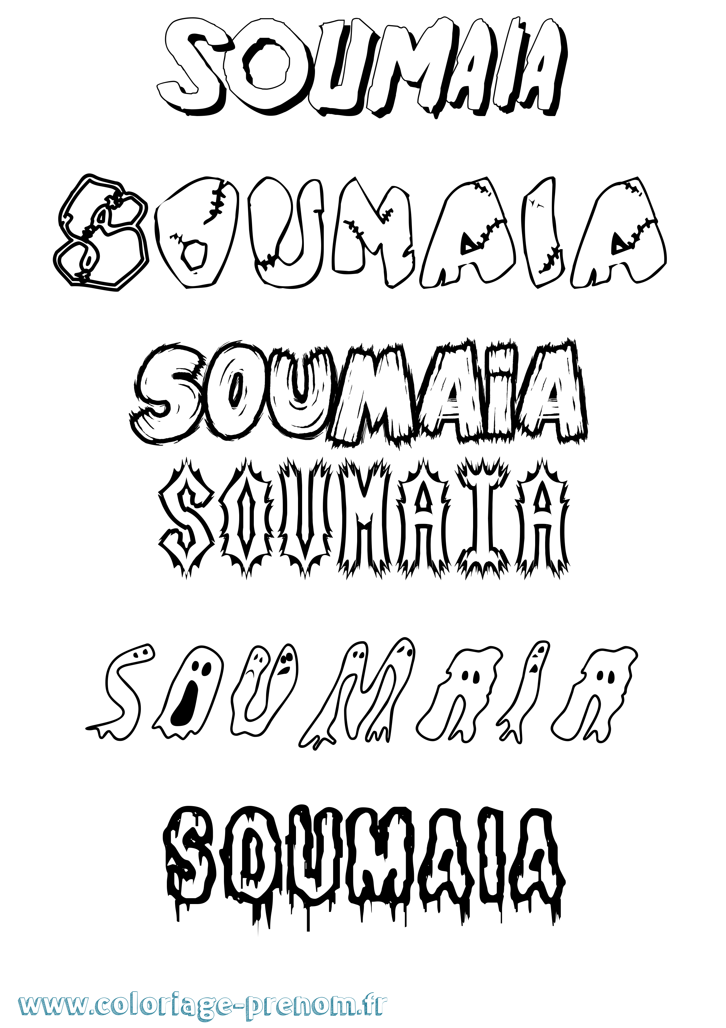 Coloriage Soumaia Frisson Coloriage prénom Soumaia Frisson