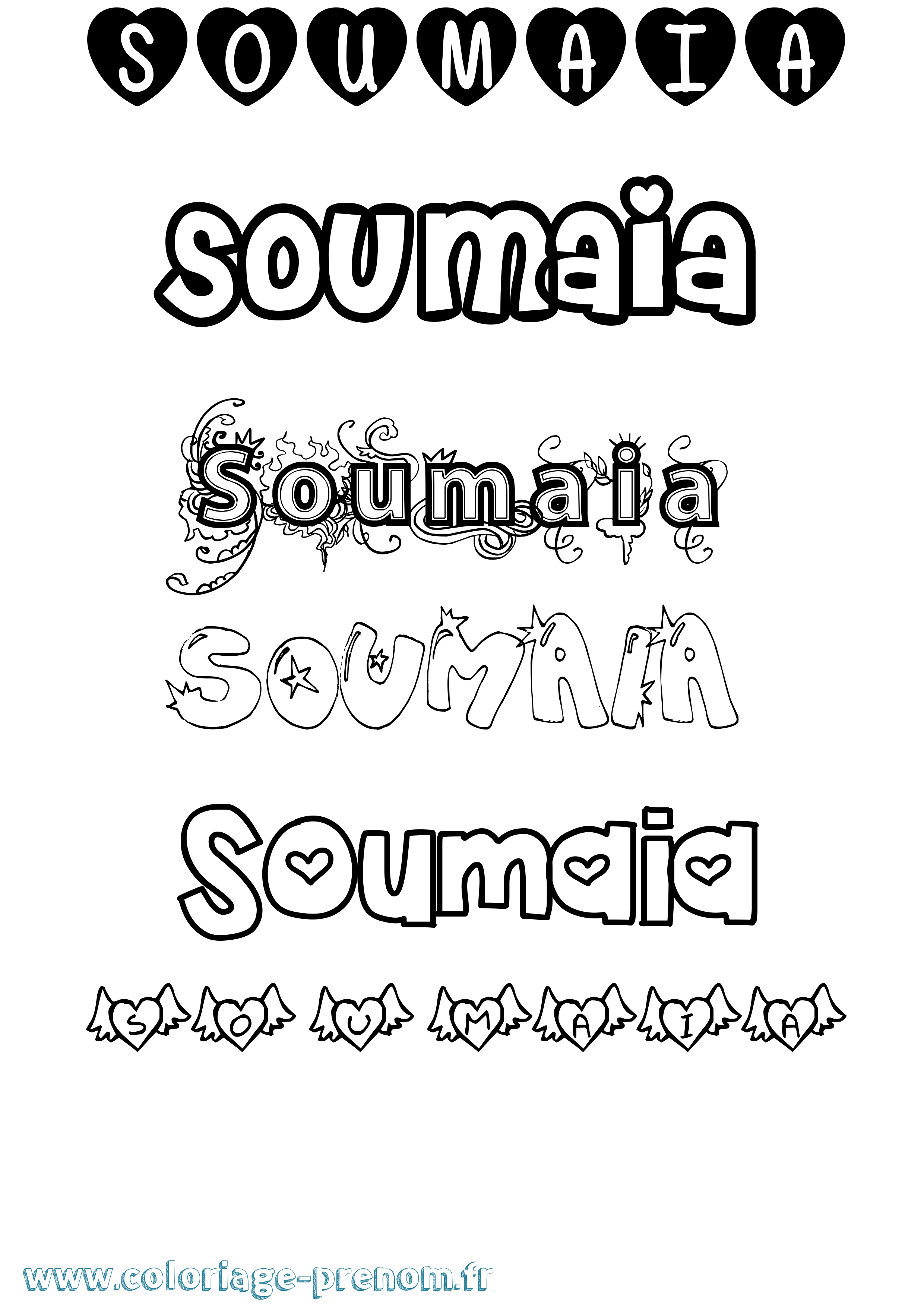 Coloriage Soumaia Girly Coloriage prénom Soumaia Girly
