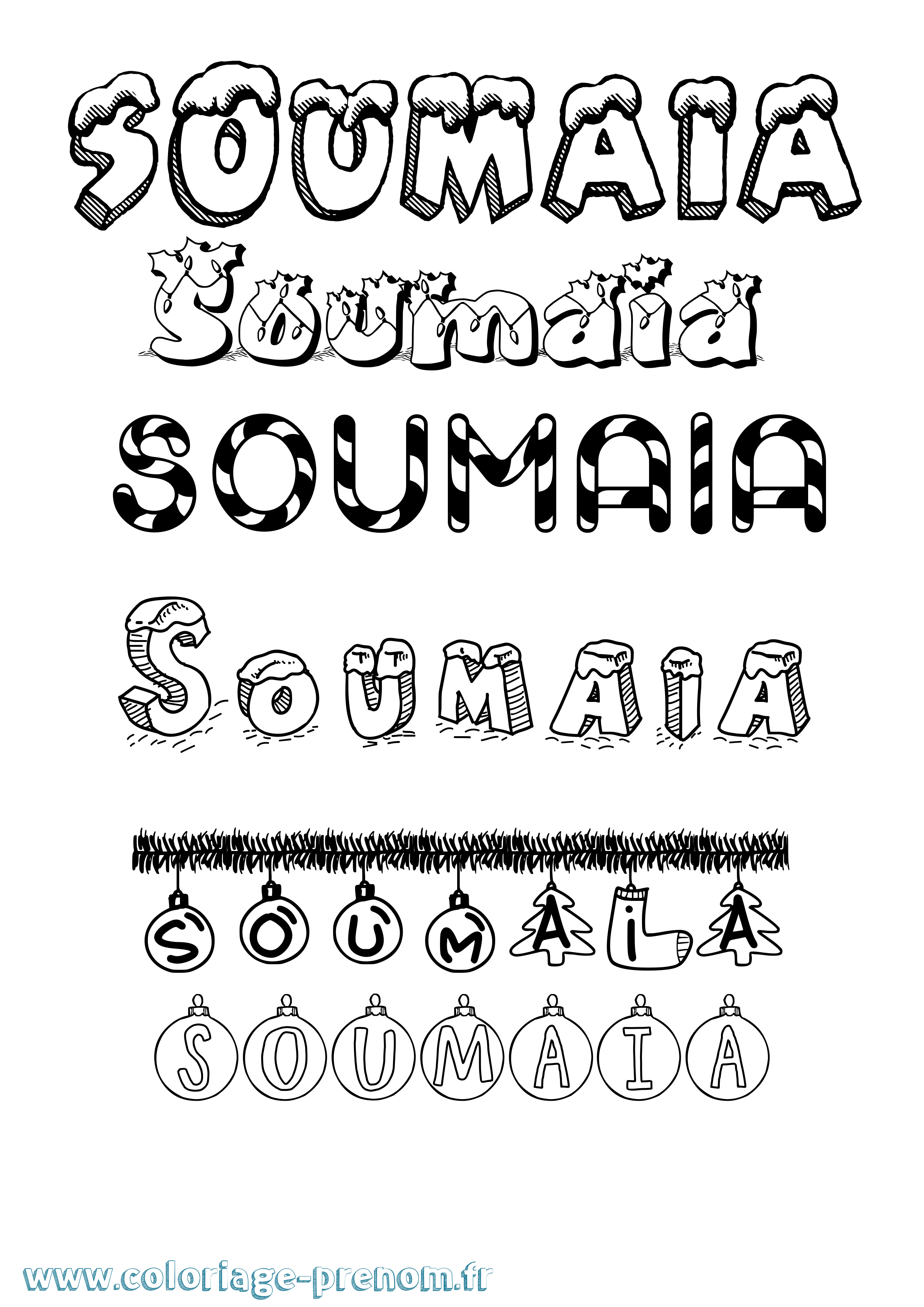 Coloriage Soumaia Noël Coloriage prénom Soumaia Noël