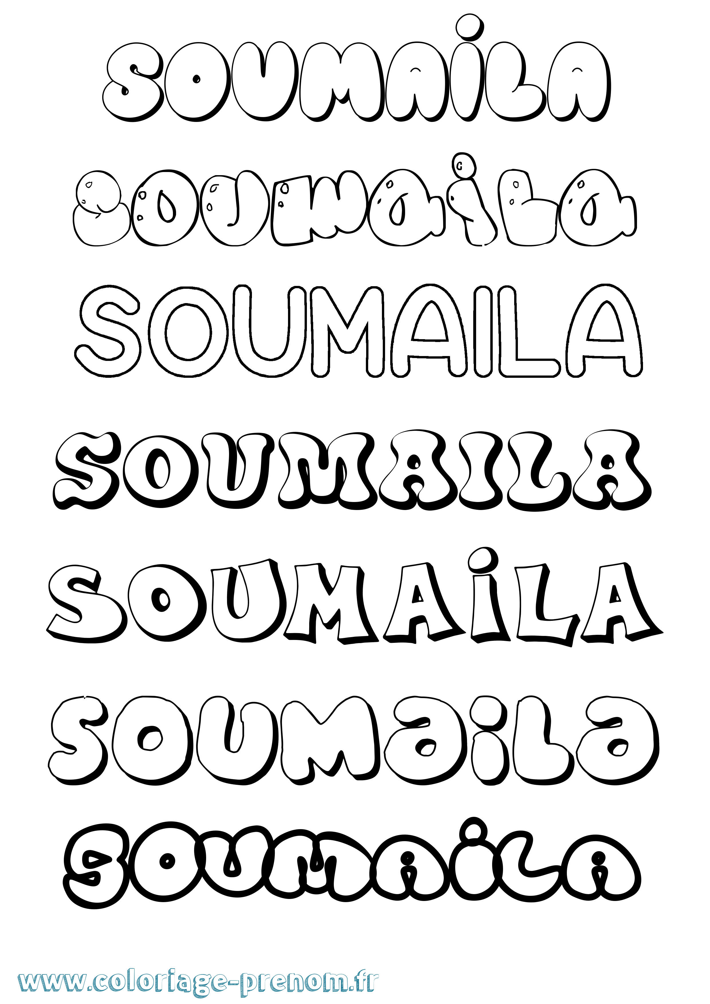 Coloriage Soumaila Bubble Coloriage prénom Soumaila Bubble