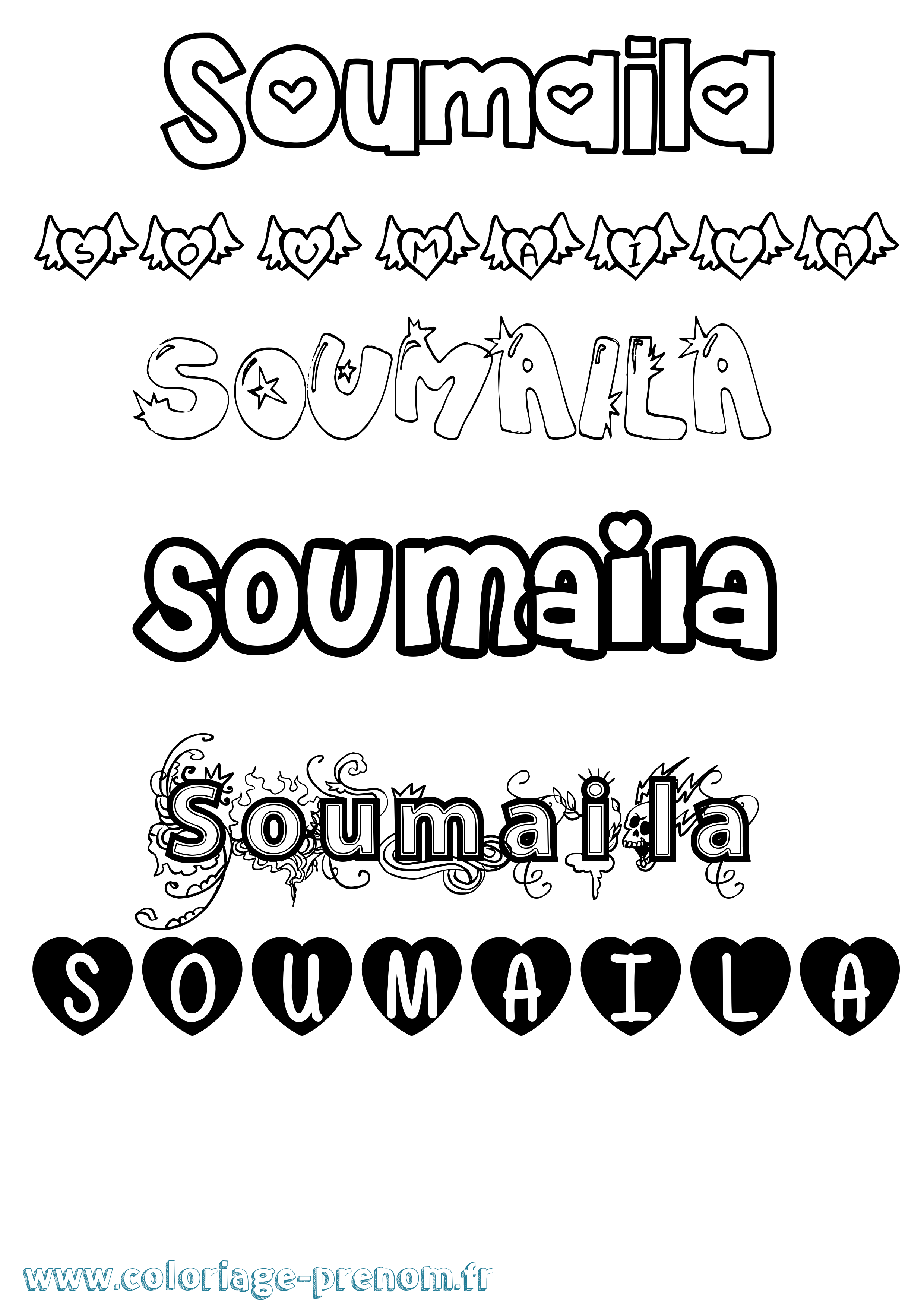 Coloriage Soumaila Girly Coloriage prénom Soumaila Girly