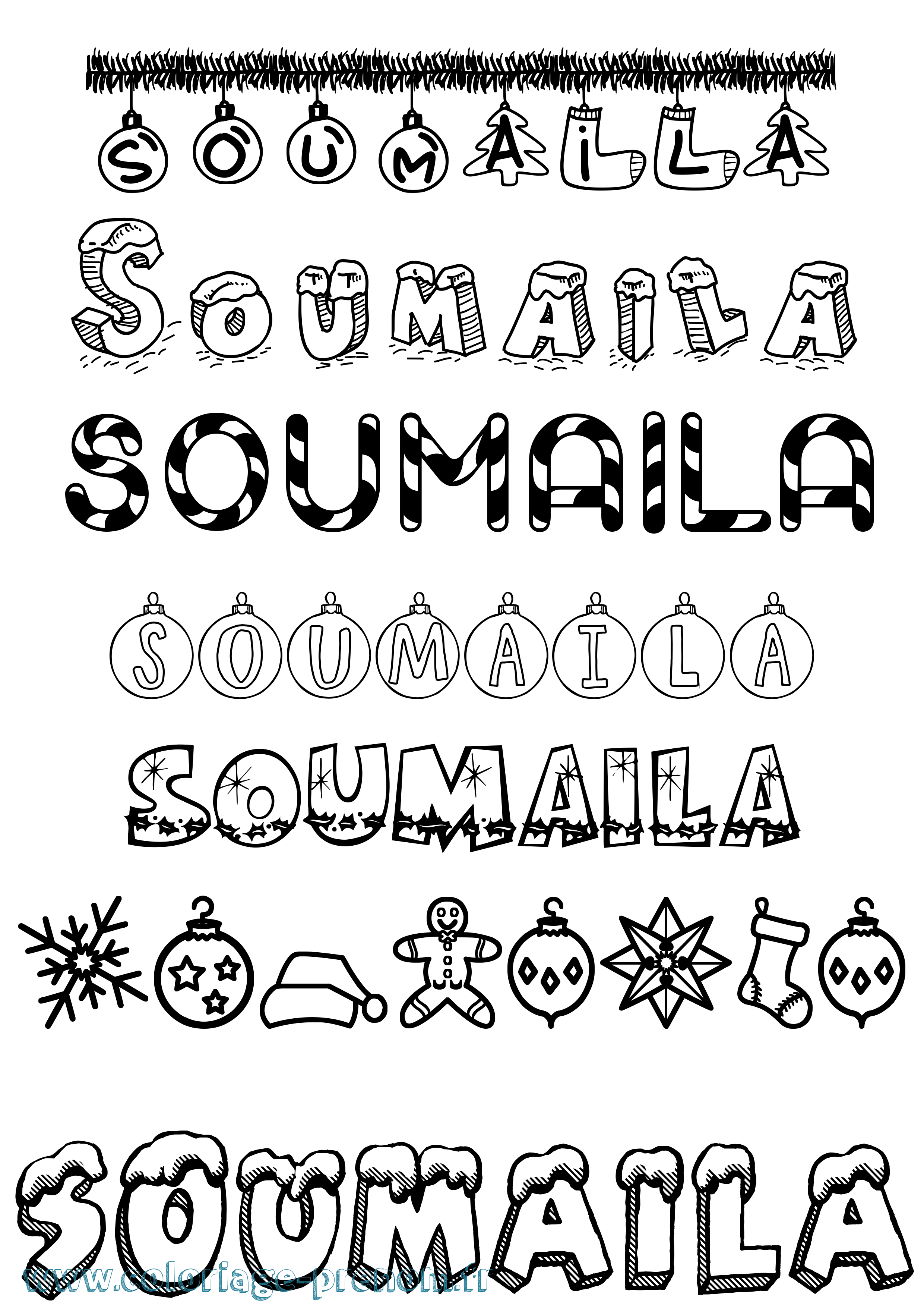 Coloriage Soumaila Noël Coloriage prénom Soumaila Noël