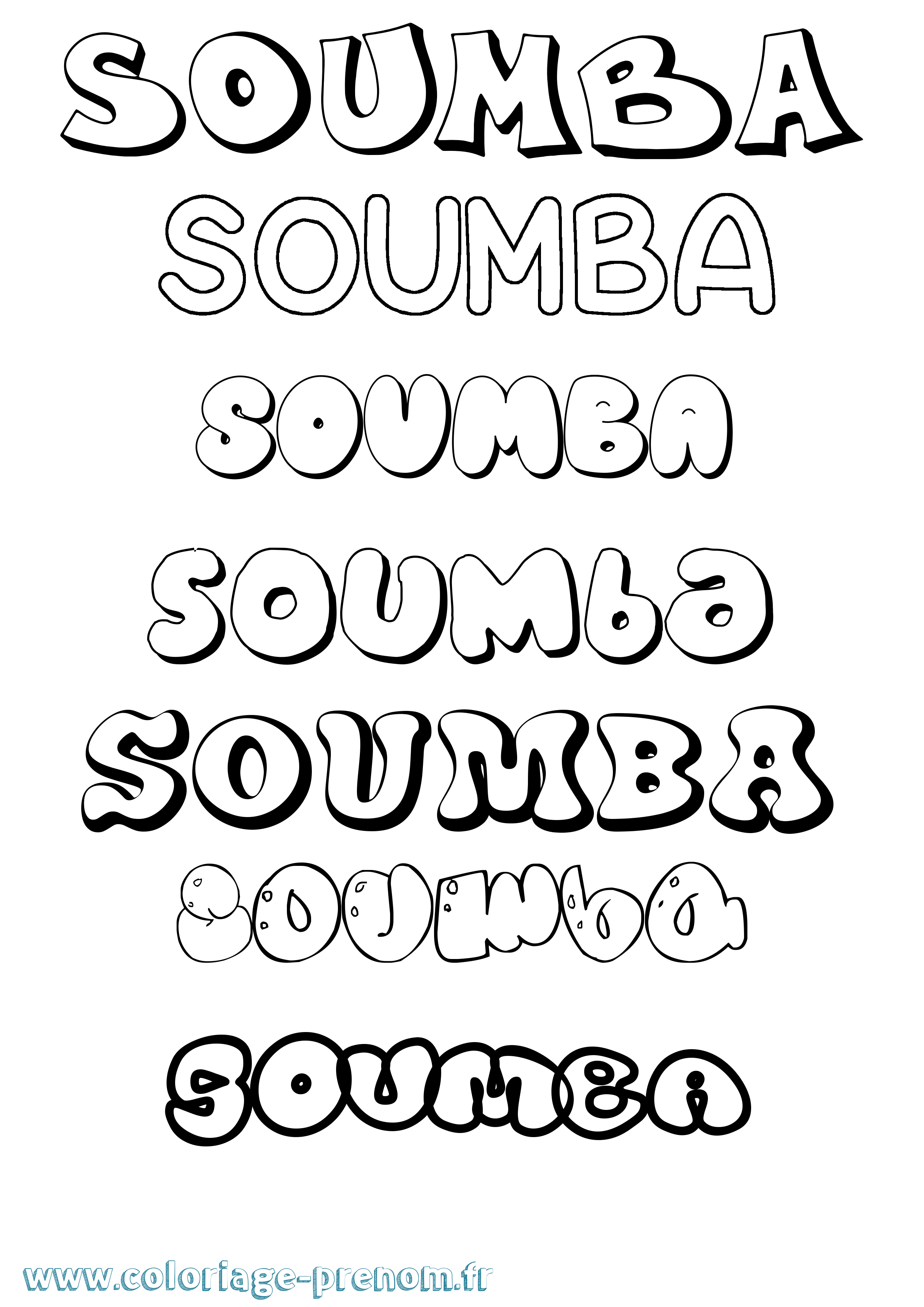 Coloriage Soumba Bubble Coloriage prénom Soumba Bubble