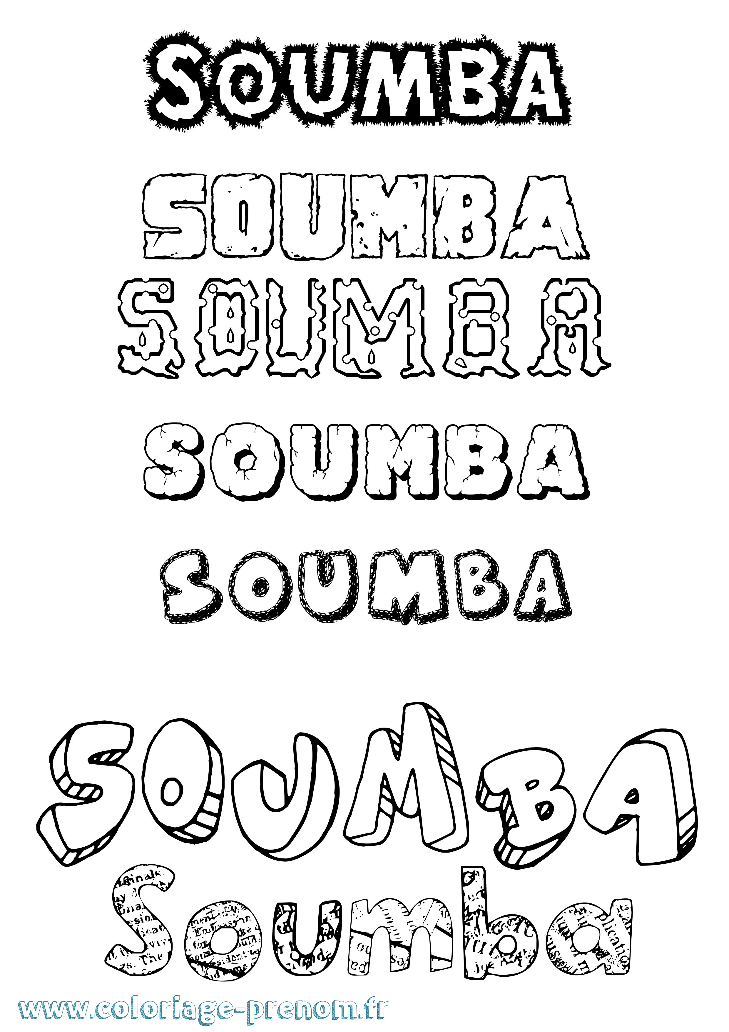 Coloriage Soumba Destructuré Coloriage prénom Soumba Destructuré
