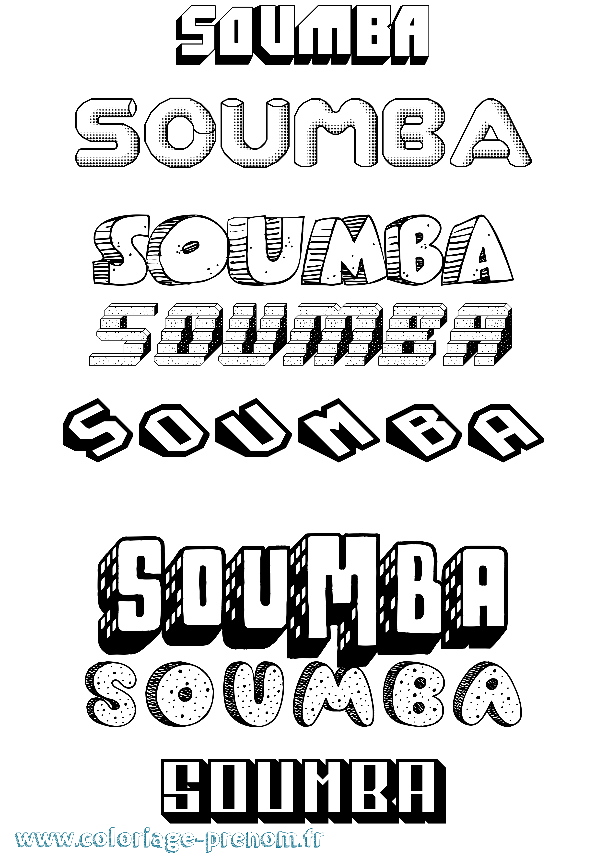 Coloriage Soumba Effet 3D Coloriage prénom Soumba Effet 3D