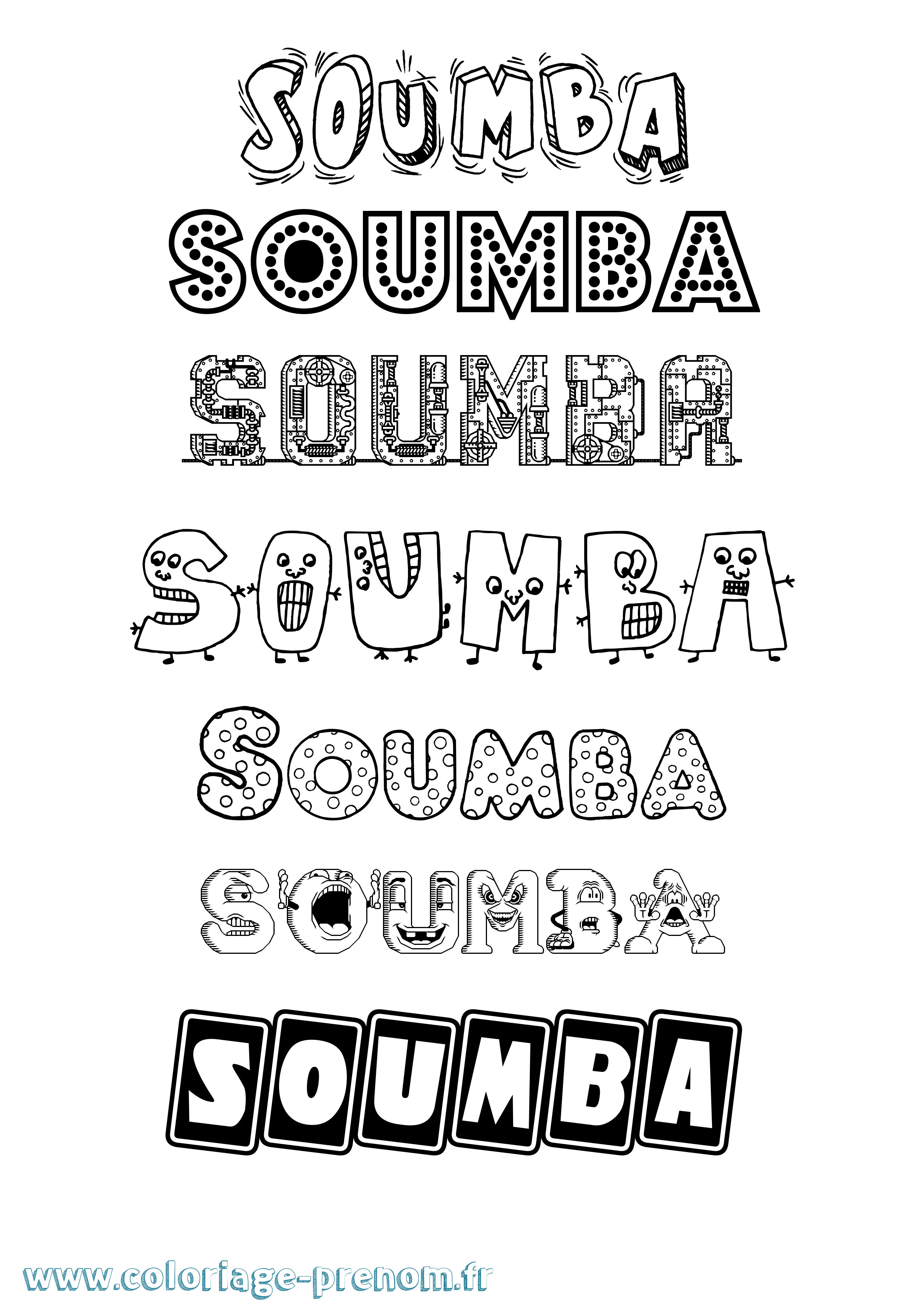 Coloriage Soumba Fun Coloriage prénom Soumba Fun