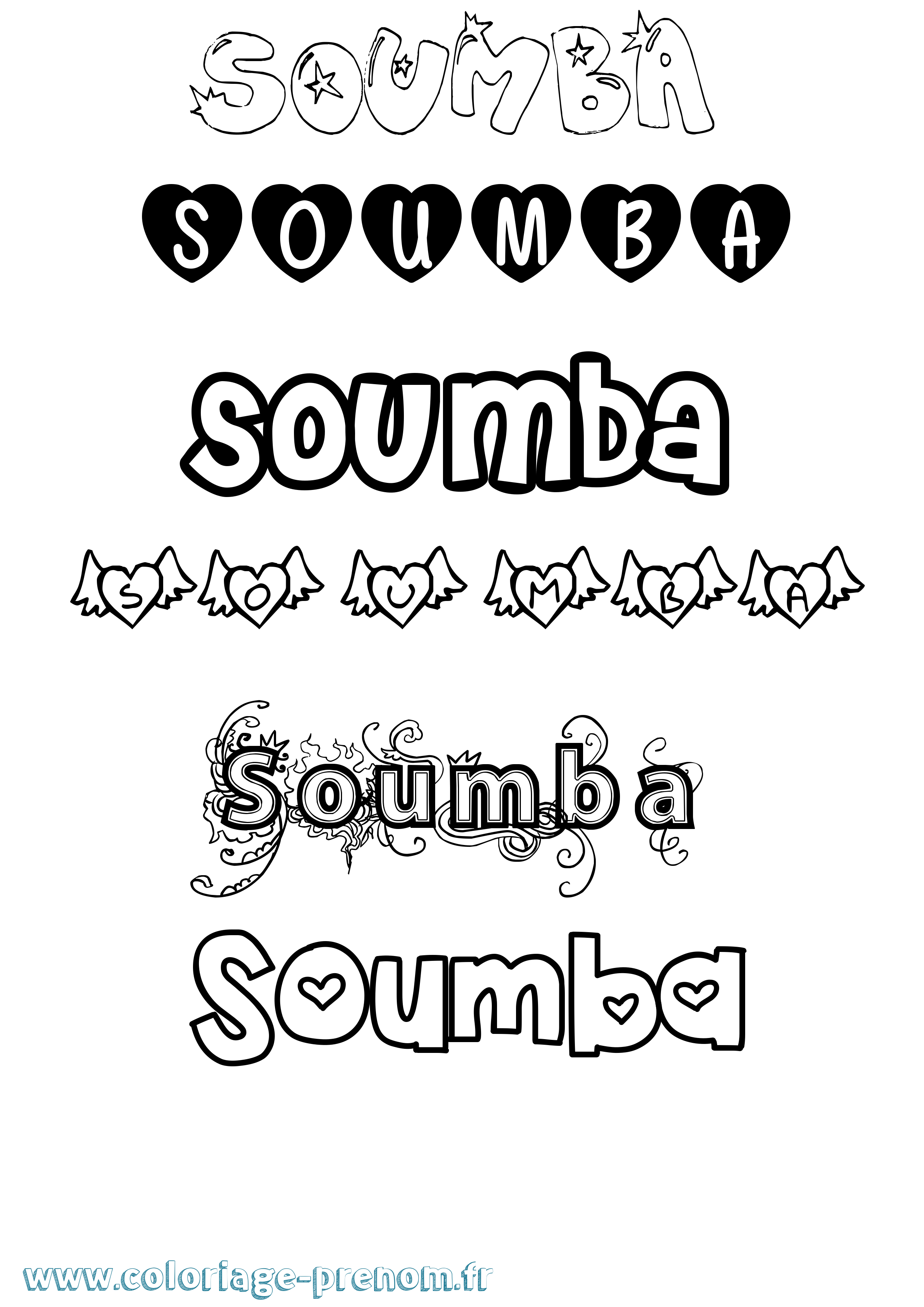 Coloriage Soumba Girly Coloriage prénom Soumba Girly
