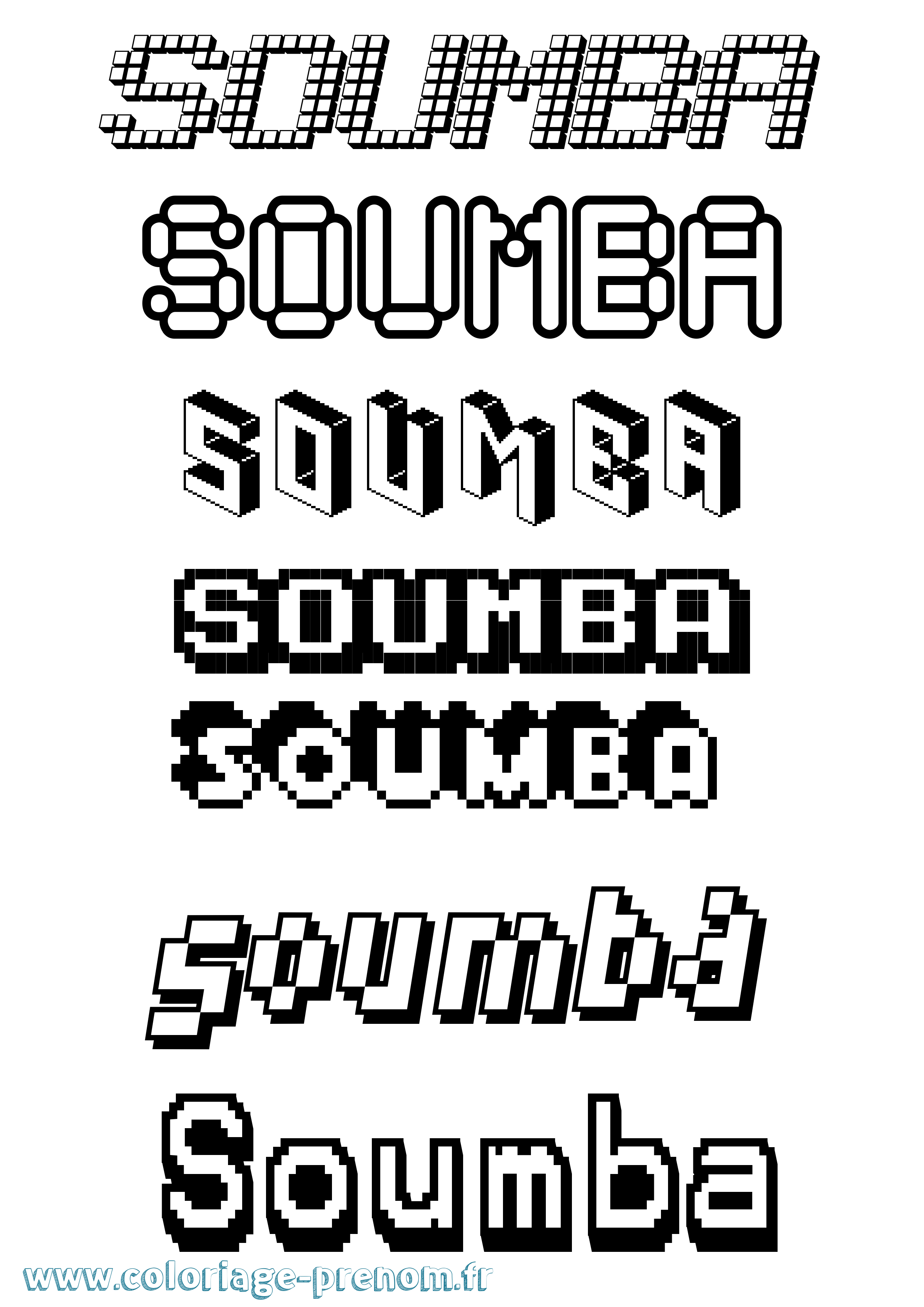Coloriage Soumba Pixel Coloriage prénom Soumba Pixel