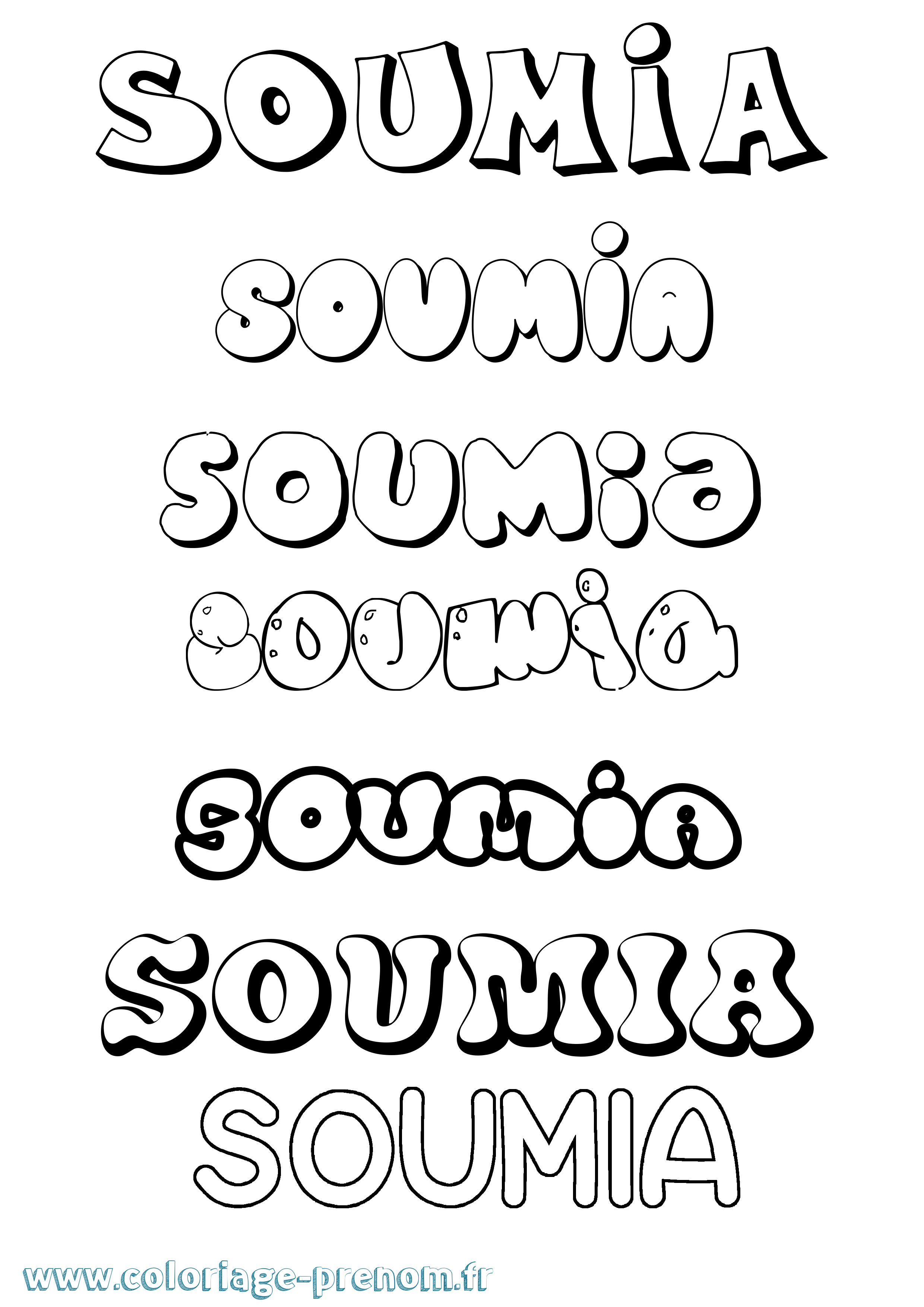 Coloriage Soumia Bubble Coloriage prénom Soumia Bubble