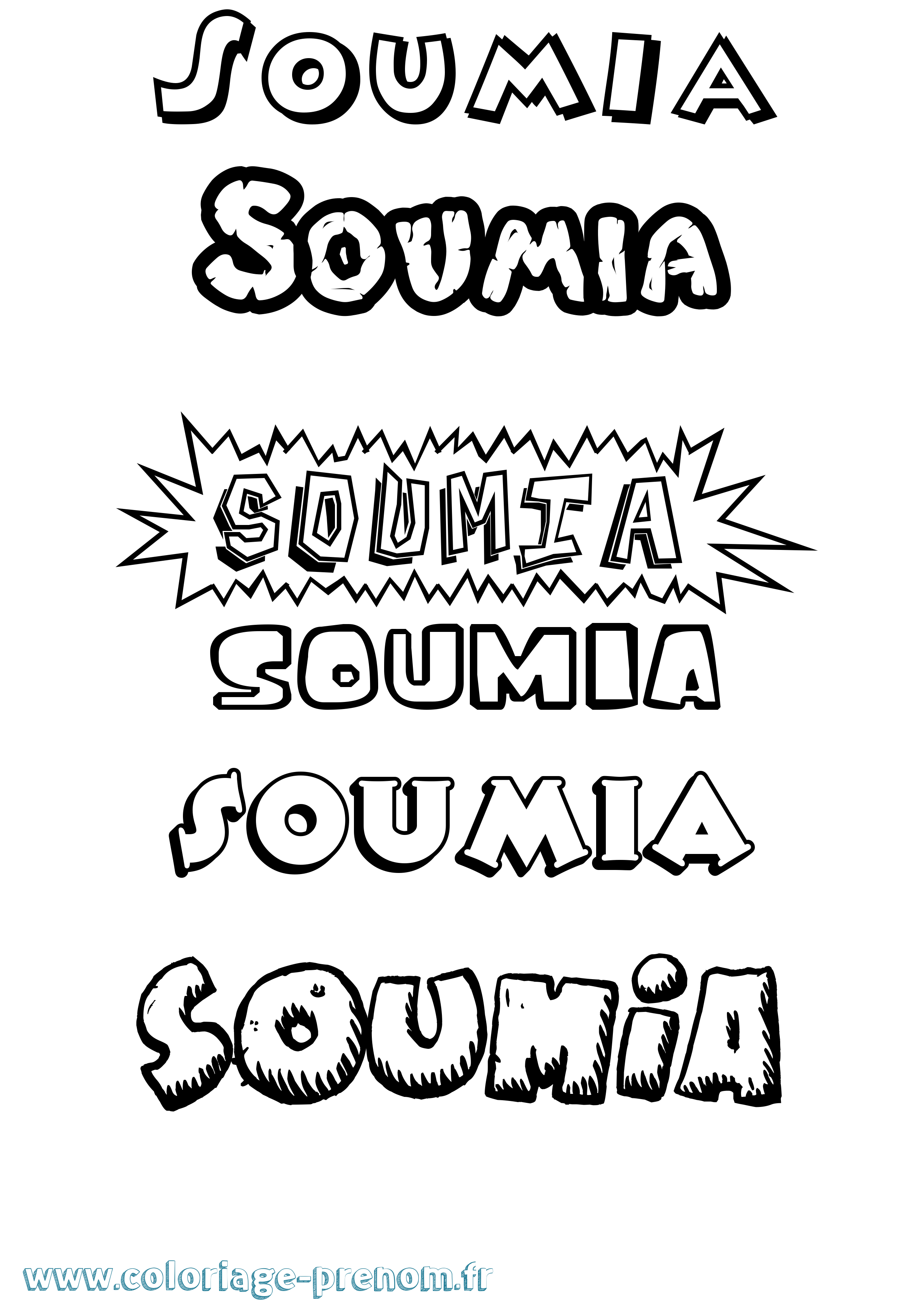 Coloriage Soumia Dessin Animé Coloriage prénom Soumia Dessin Animé