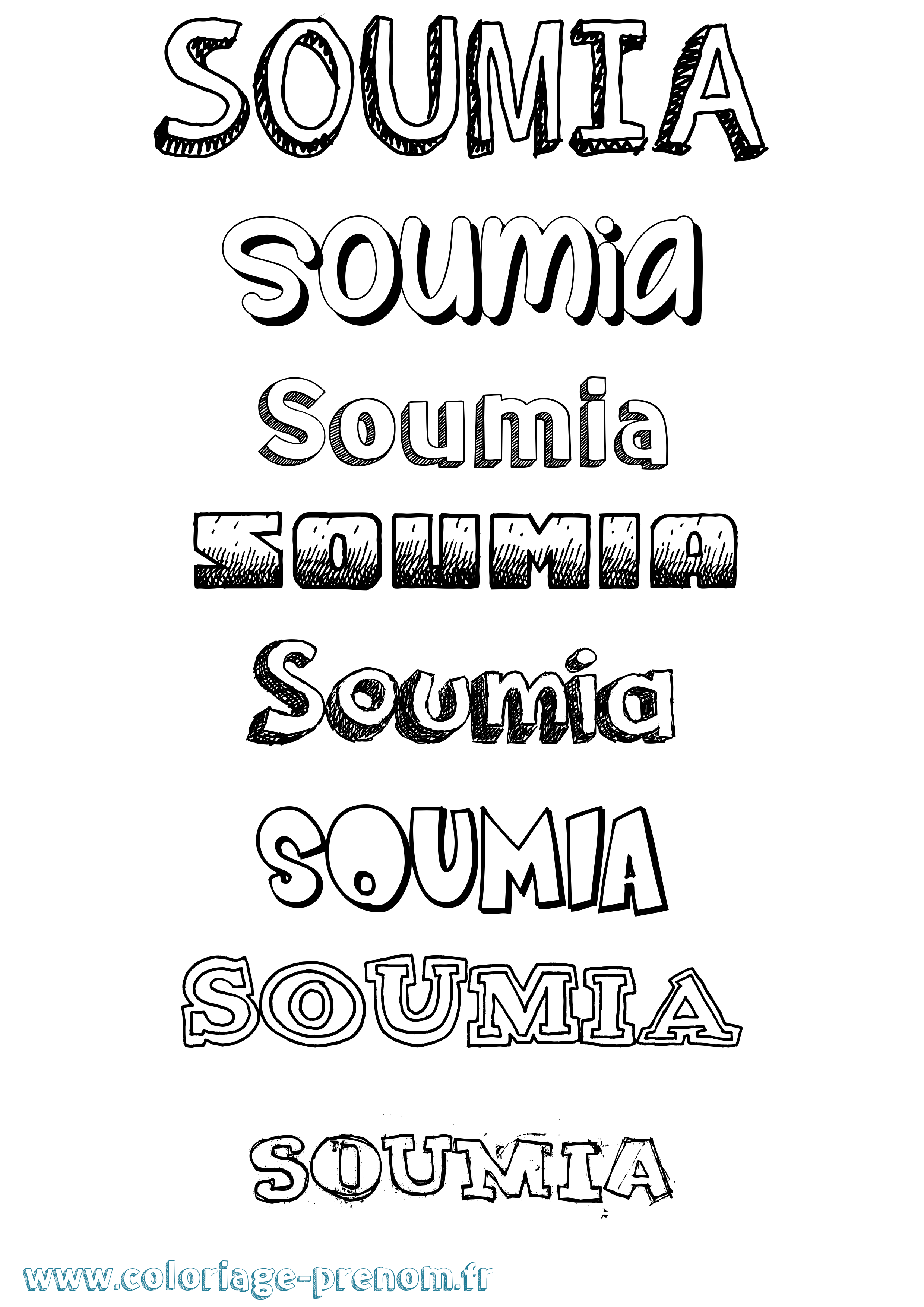 Coloriage Soumia Dessiné Coloriage prénom Soumia Dessiné
