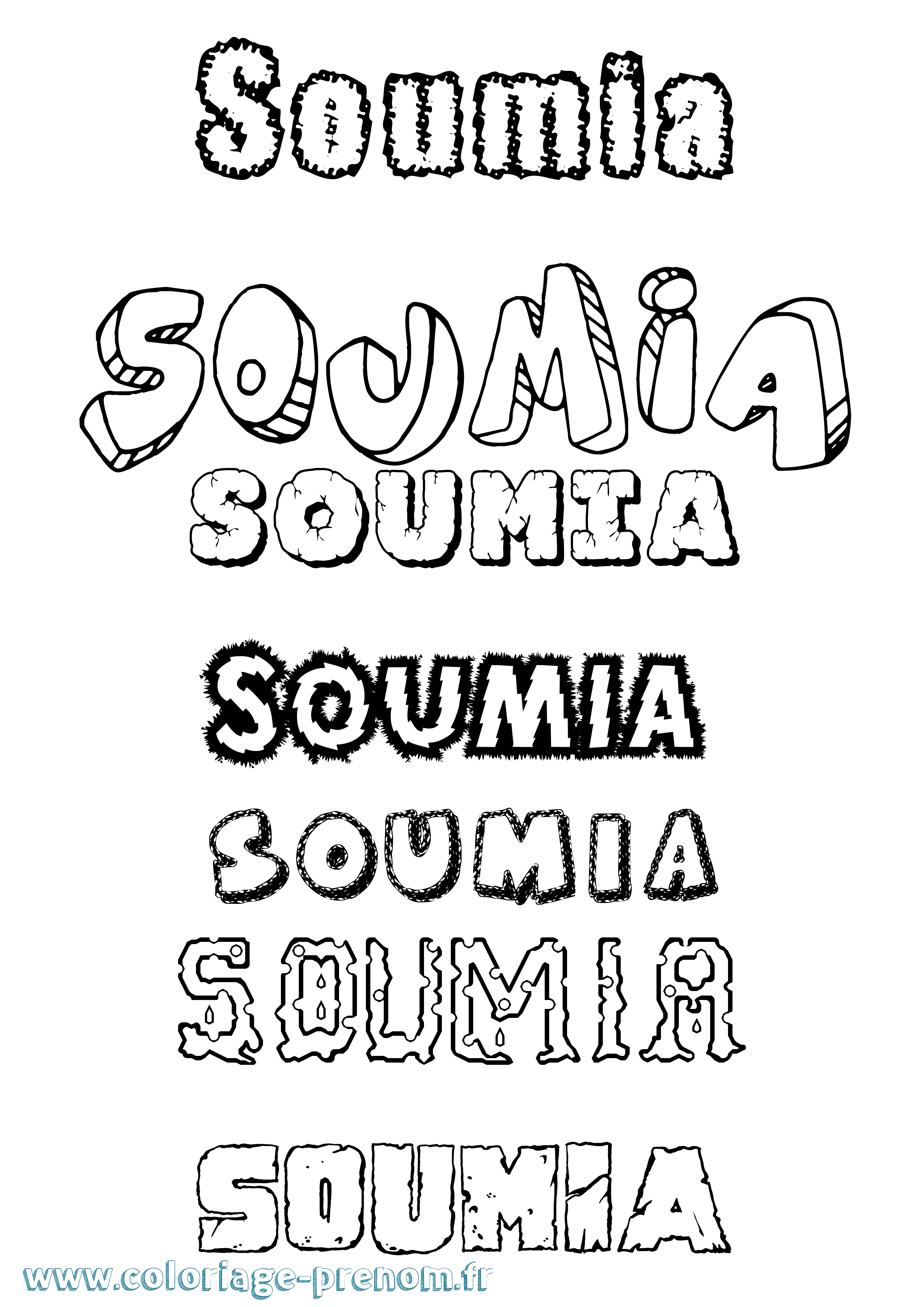 Coloriage Soumia Destructuré Coloriage prénom Soumia Destructuré
