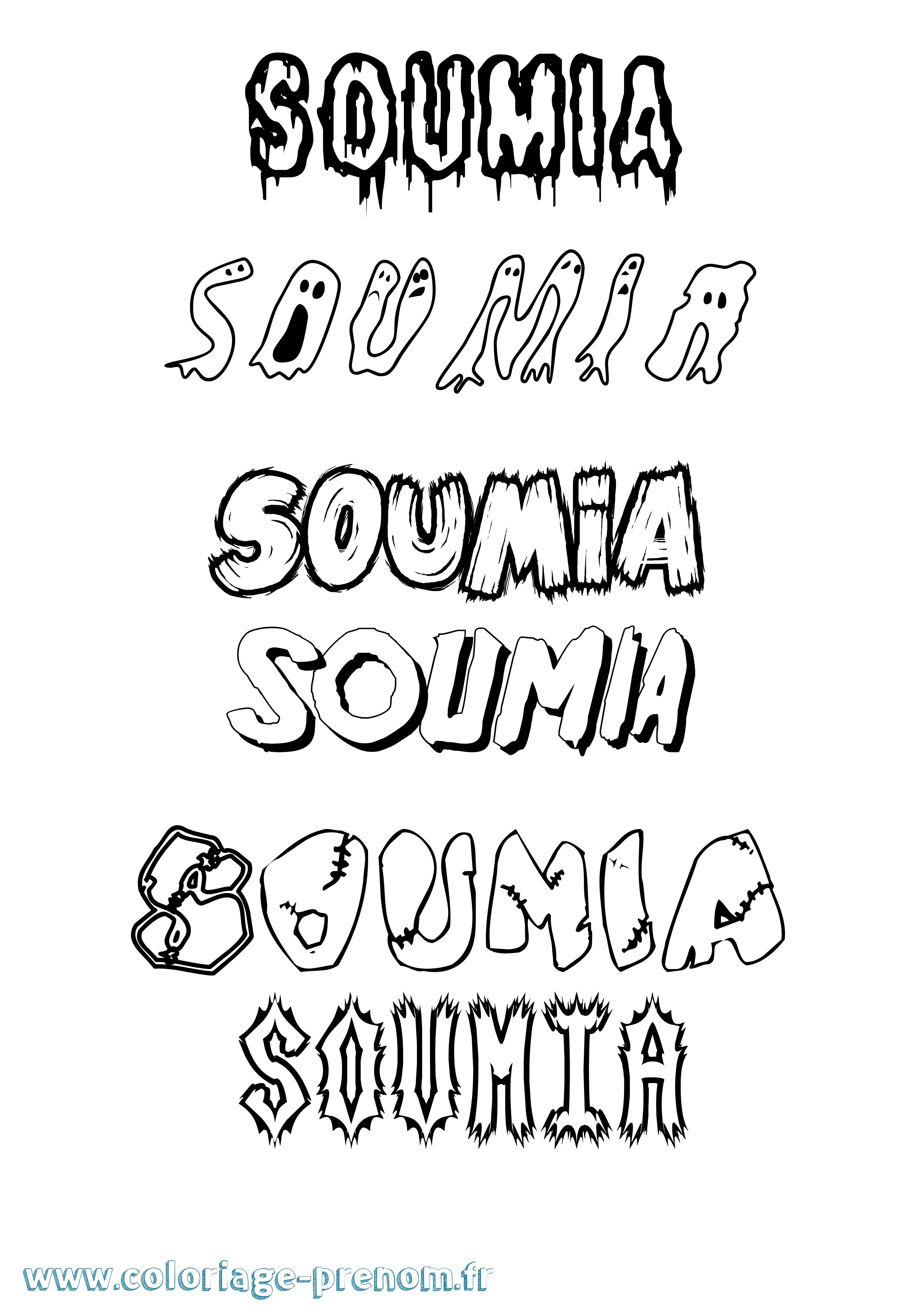 Coloriage Soumia Frisson Coloriage prénom Soumia Frisson