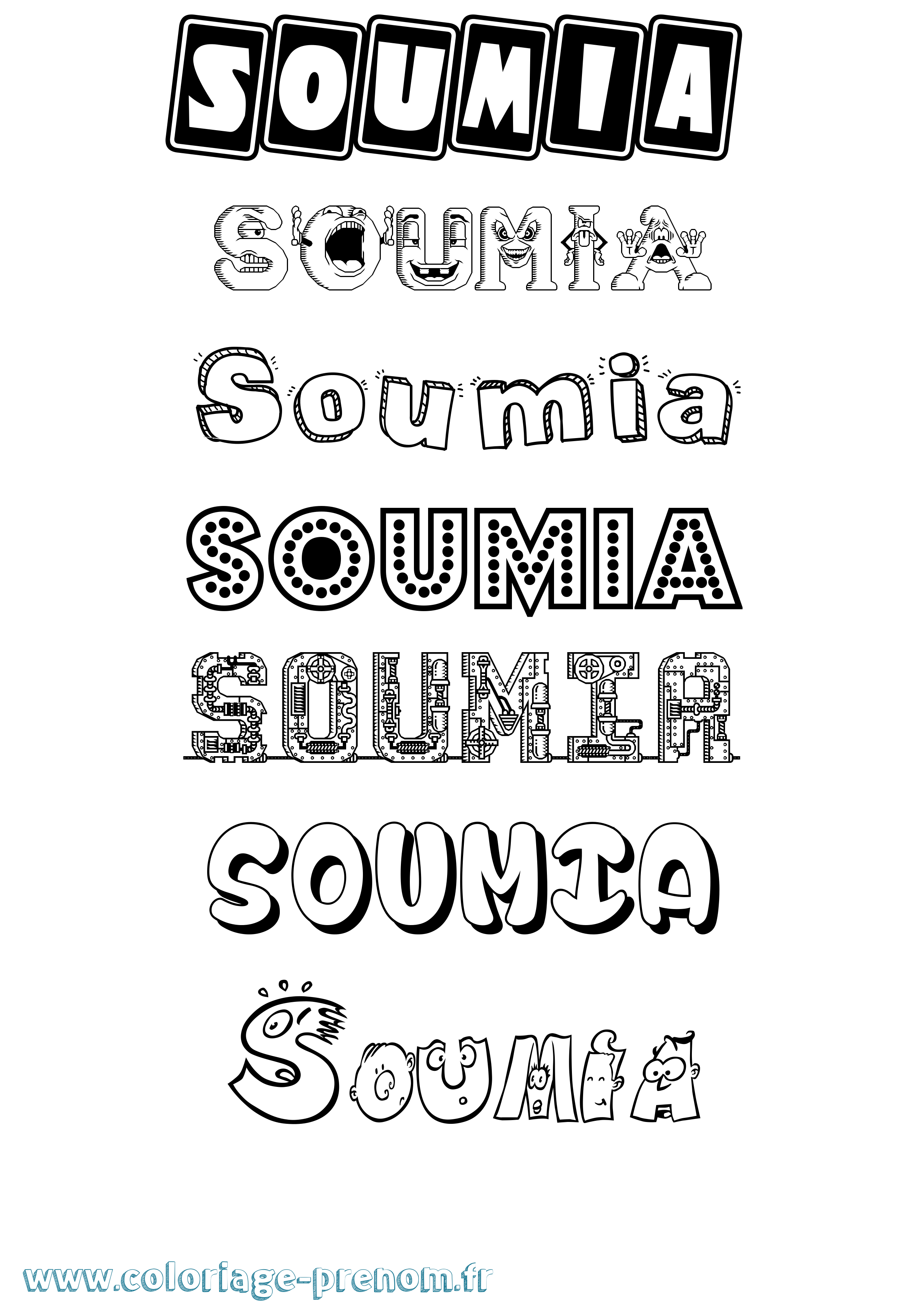 Coloriage Soumia Fun Coloriage prénom Soumia Fun