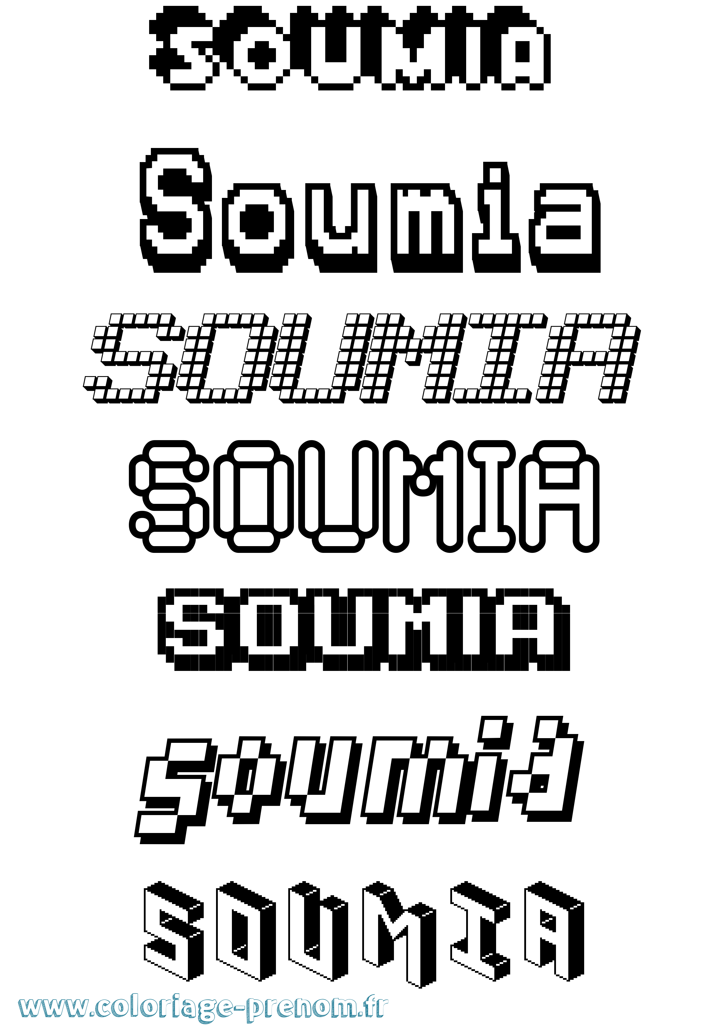 Coloriage Soumia Pixel Coloriage prénom Soumia Pixel