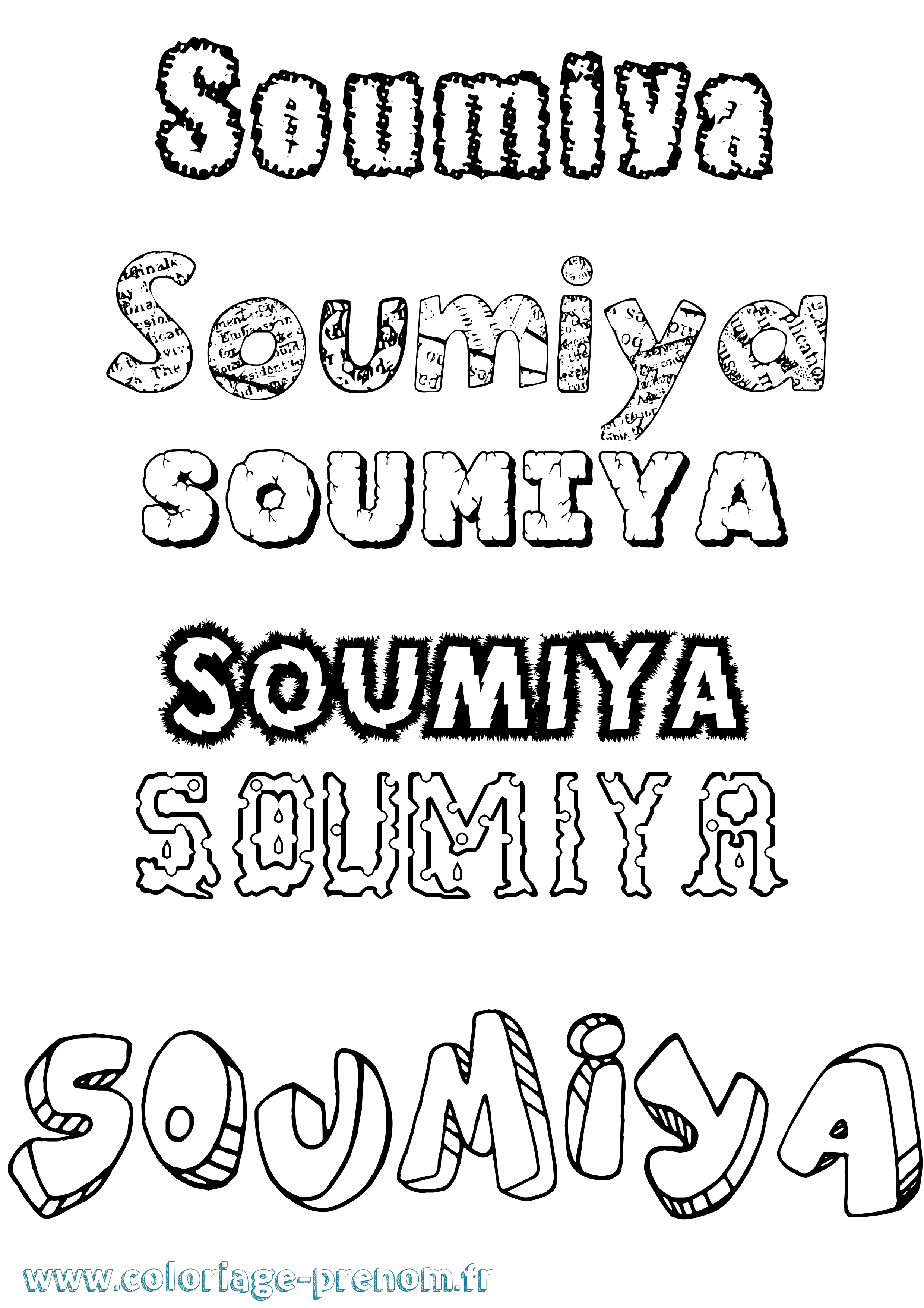 Coloriage Soumiya Destructuré Coloriage prénom Soumiya Destructuré