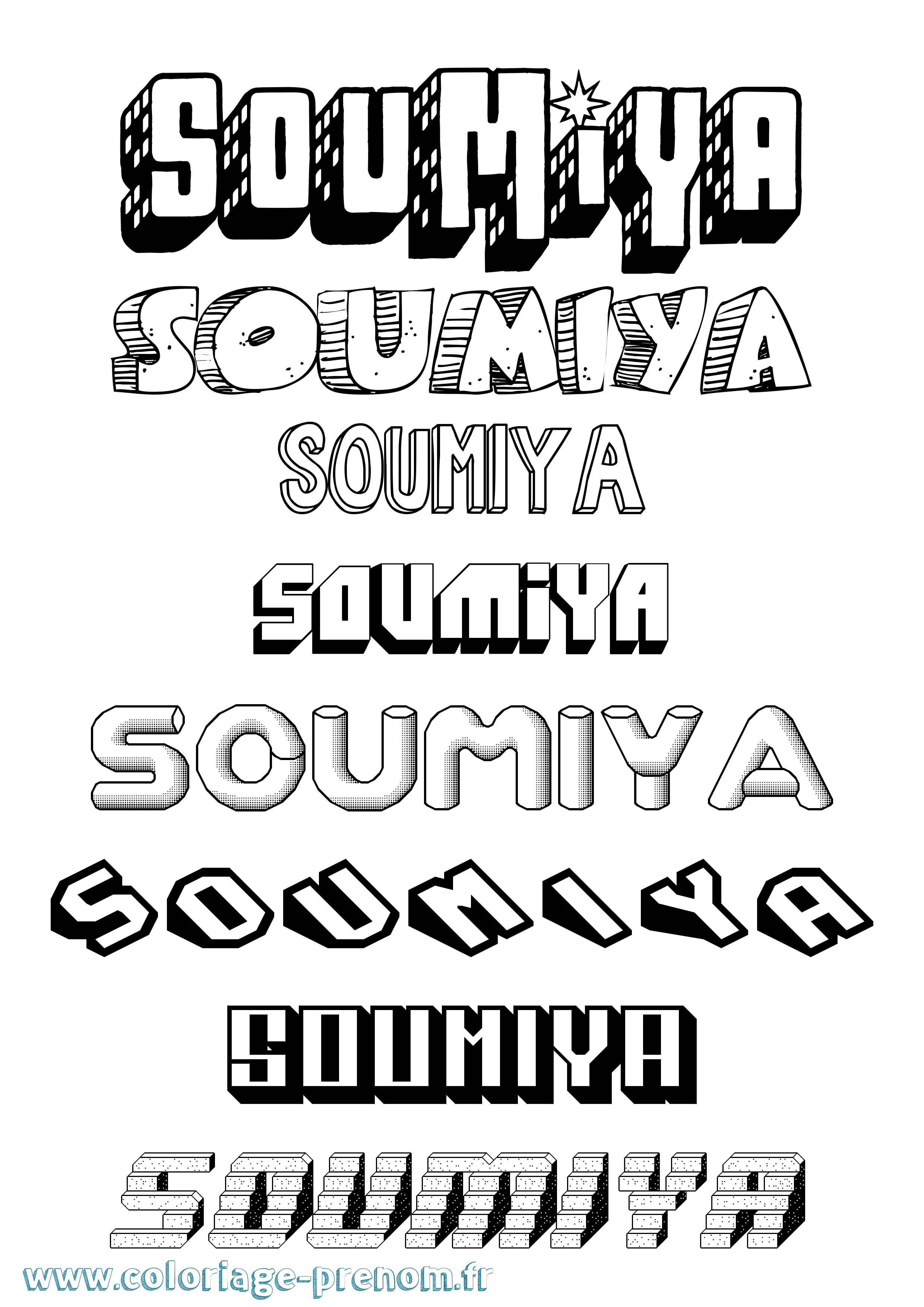 Coloriage Soumiya Effet 3D Coloriage prénom Soumiya Effet 3D