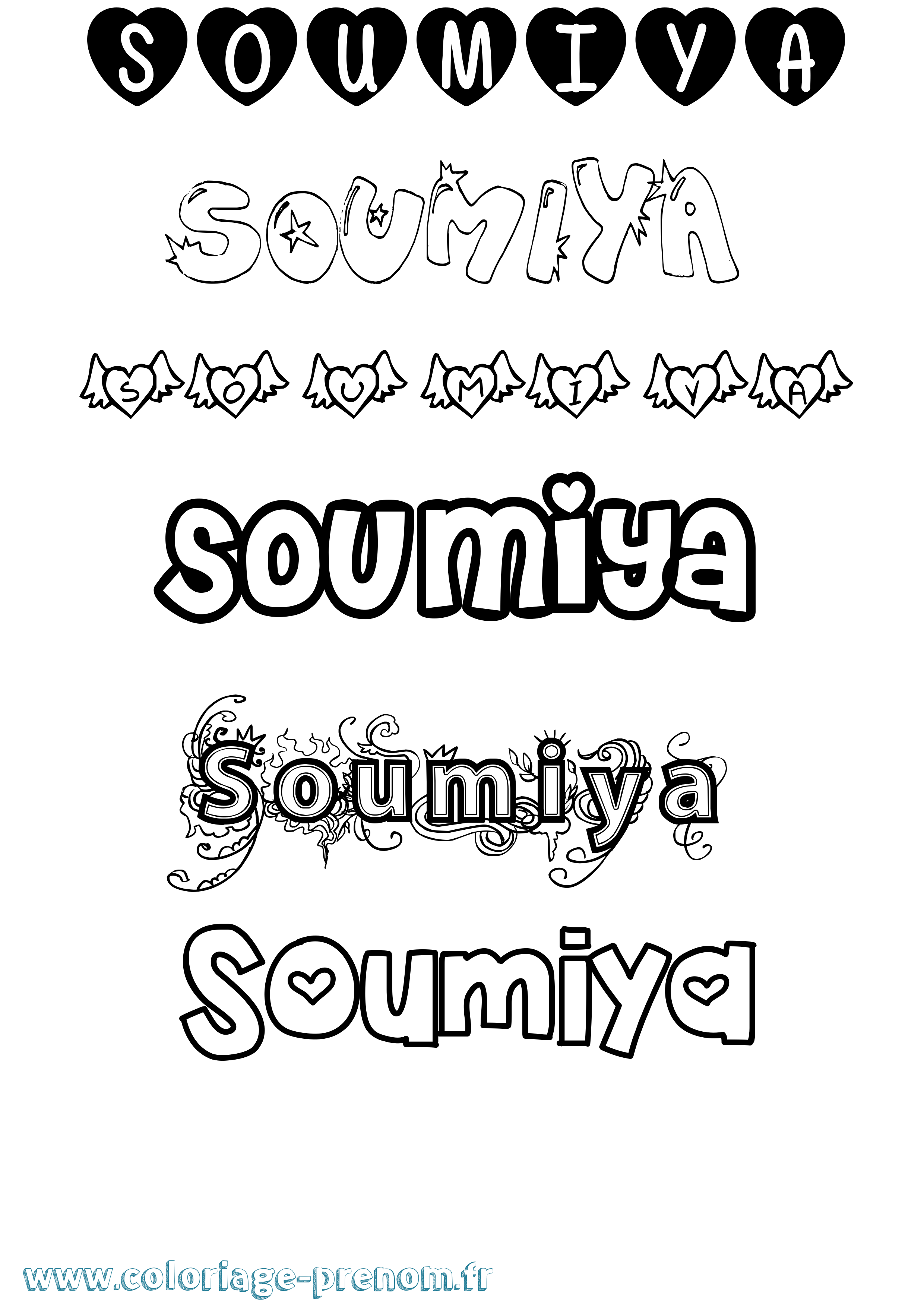 Coloriage Soumiya Girly Coloriage prénom Soumiya Girly