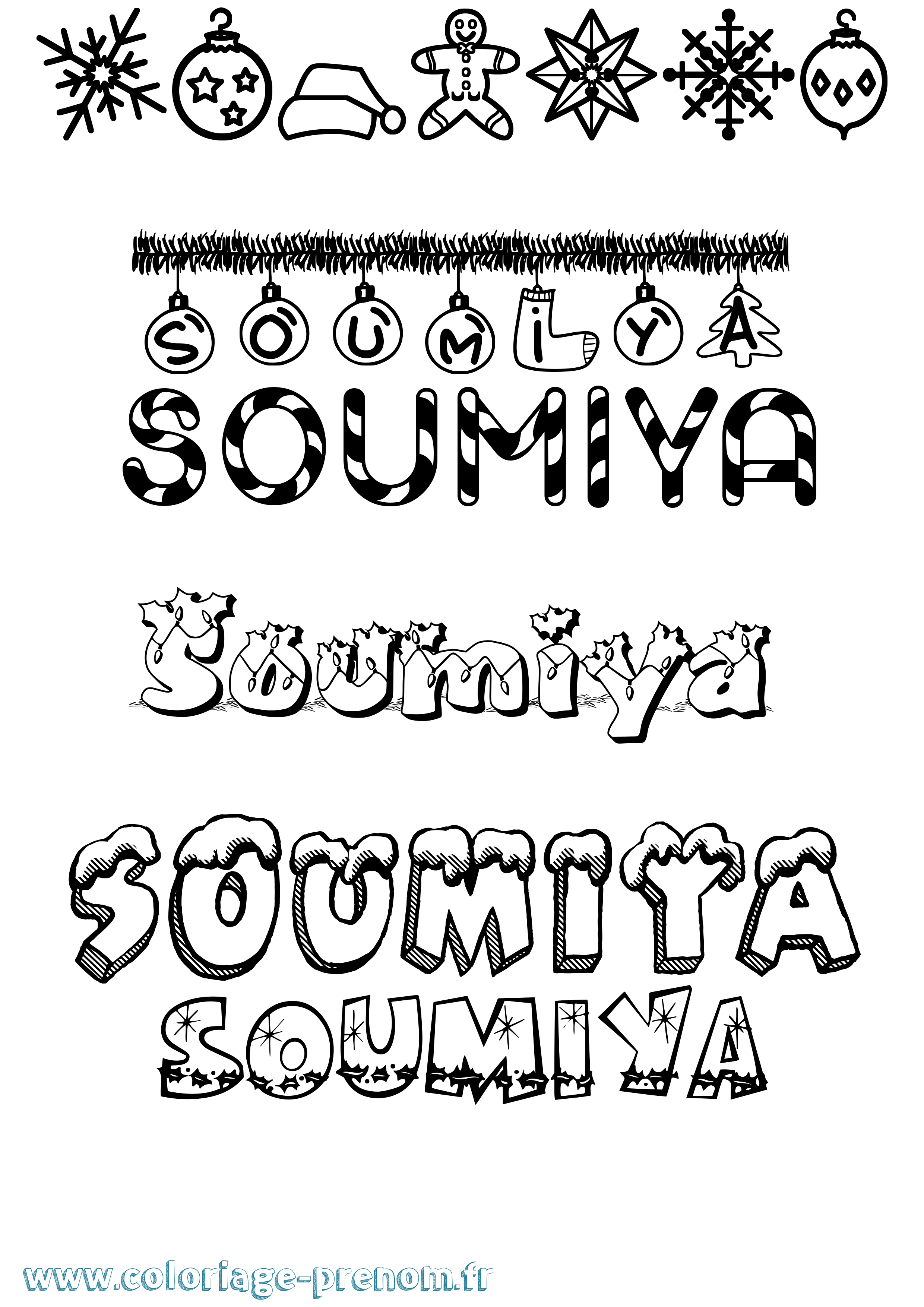 Coloriage Soumiya Noël Coloriage prénom Soumiya Noël