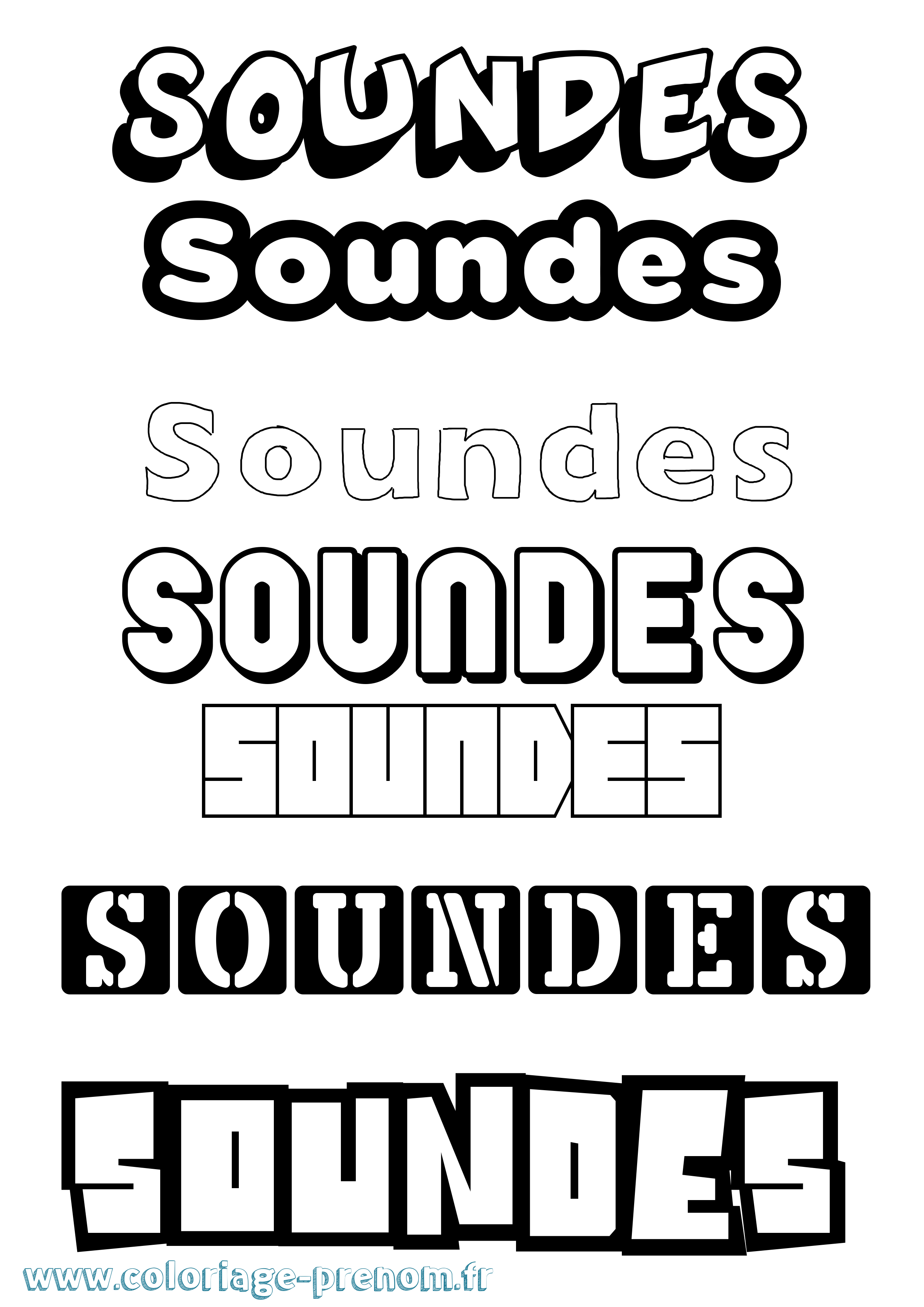 Coloriage Soundes Simple Coloriage prénom Soundes Simple