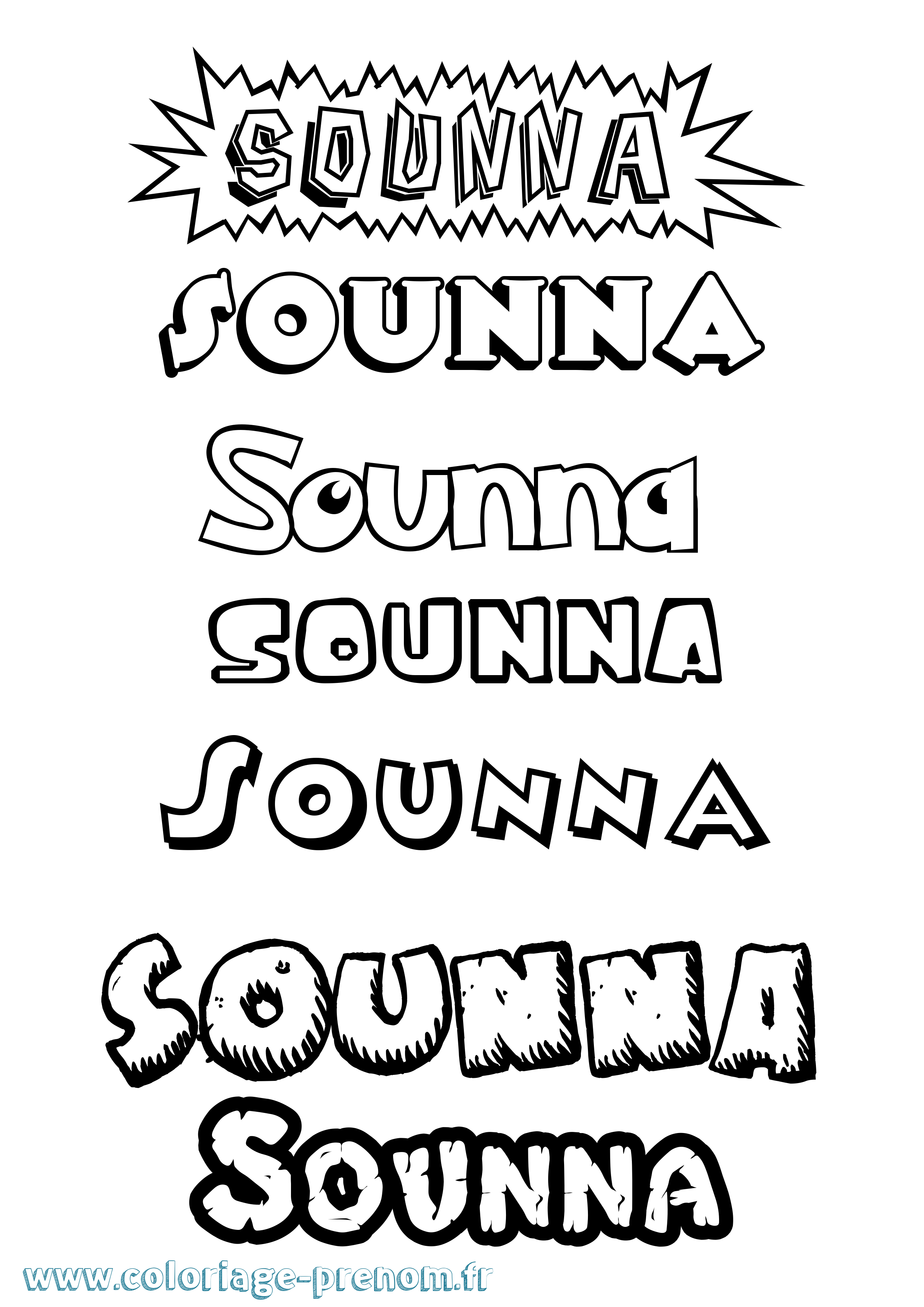 Coloriage Sounna Dessin Animé Coloriage prénom Sounna Dessin Animé