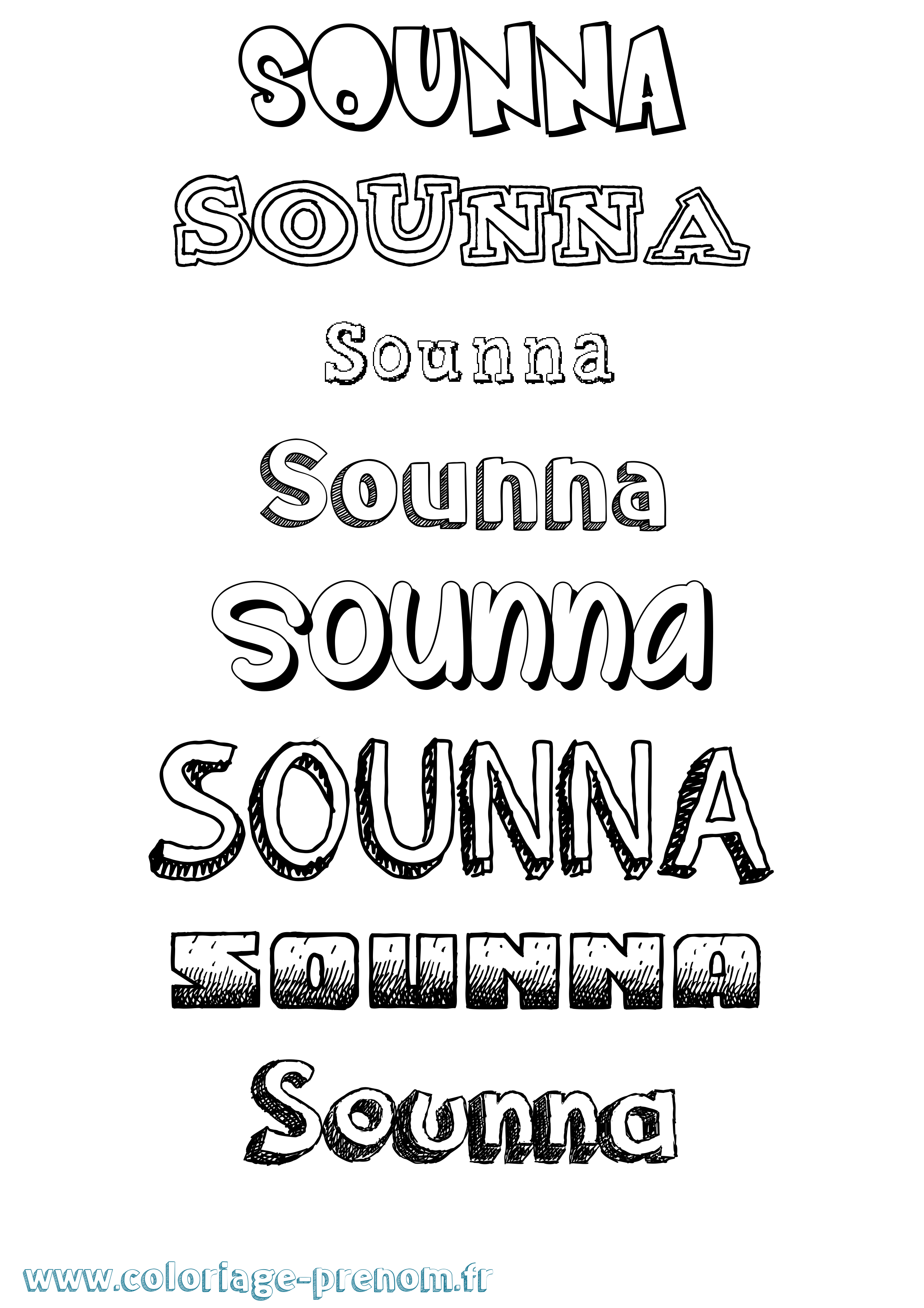 Coloriage Sounna Dessiné Coloriage prénom Sounna Dessiné