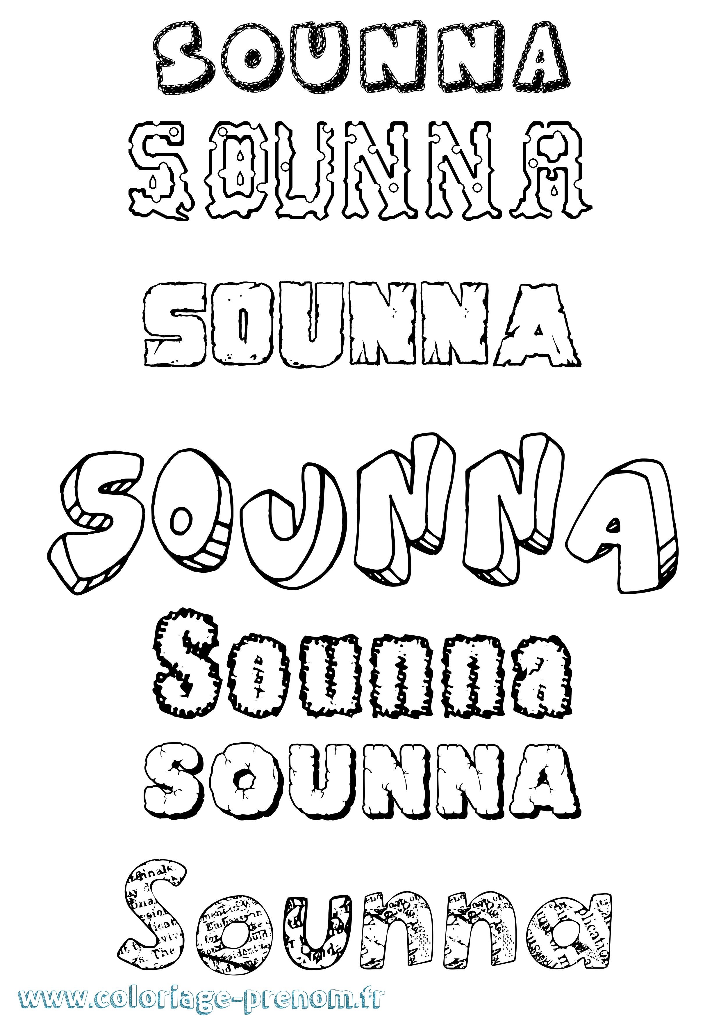 Coloriage Sounna Destructuré Coloriage prénom Sounna Destructuré