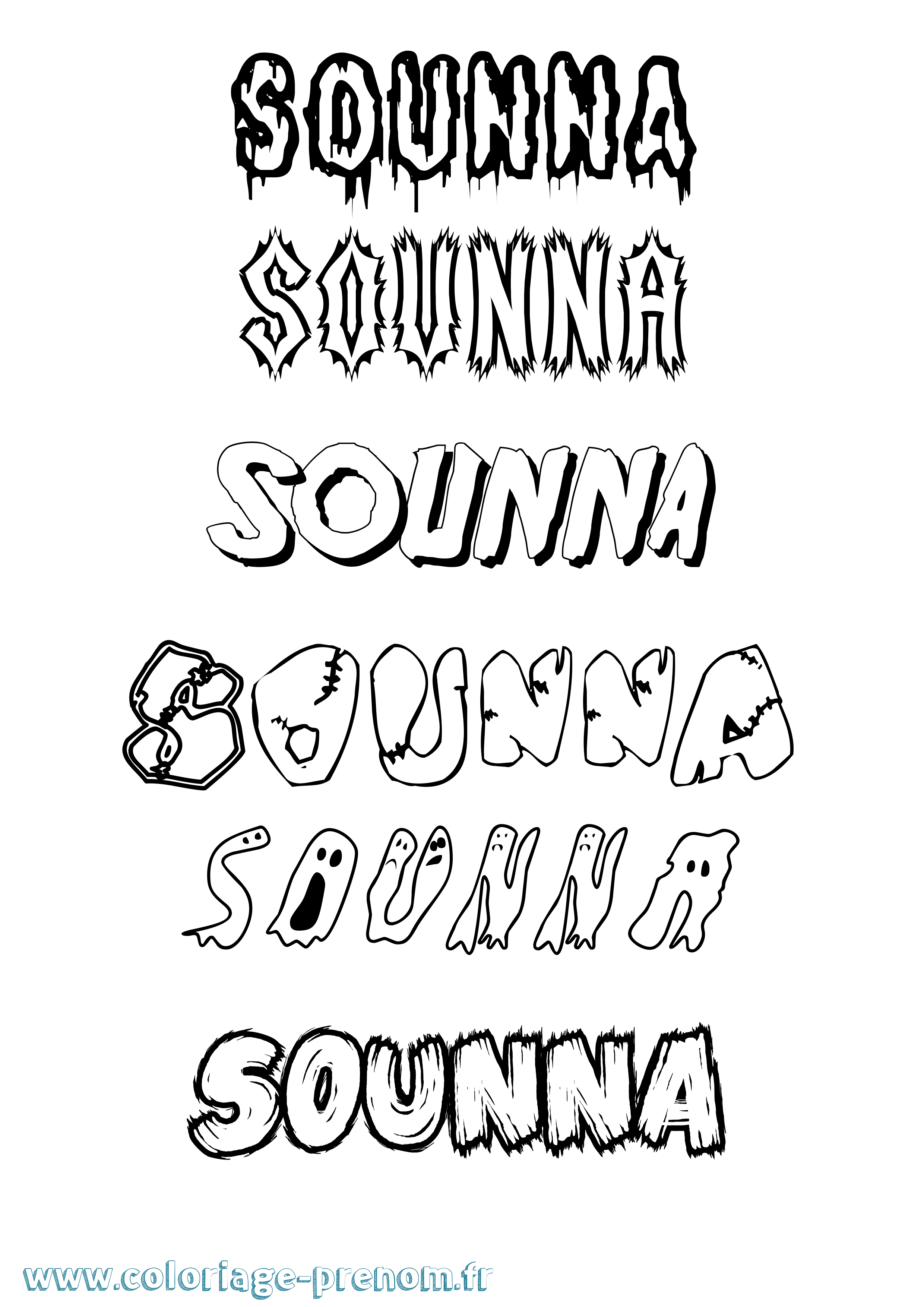 Coloriage Sounna Frisson Coloriage prénom Sounna Frisson