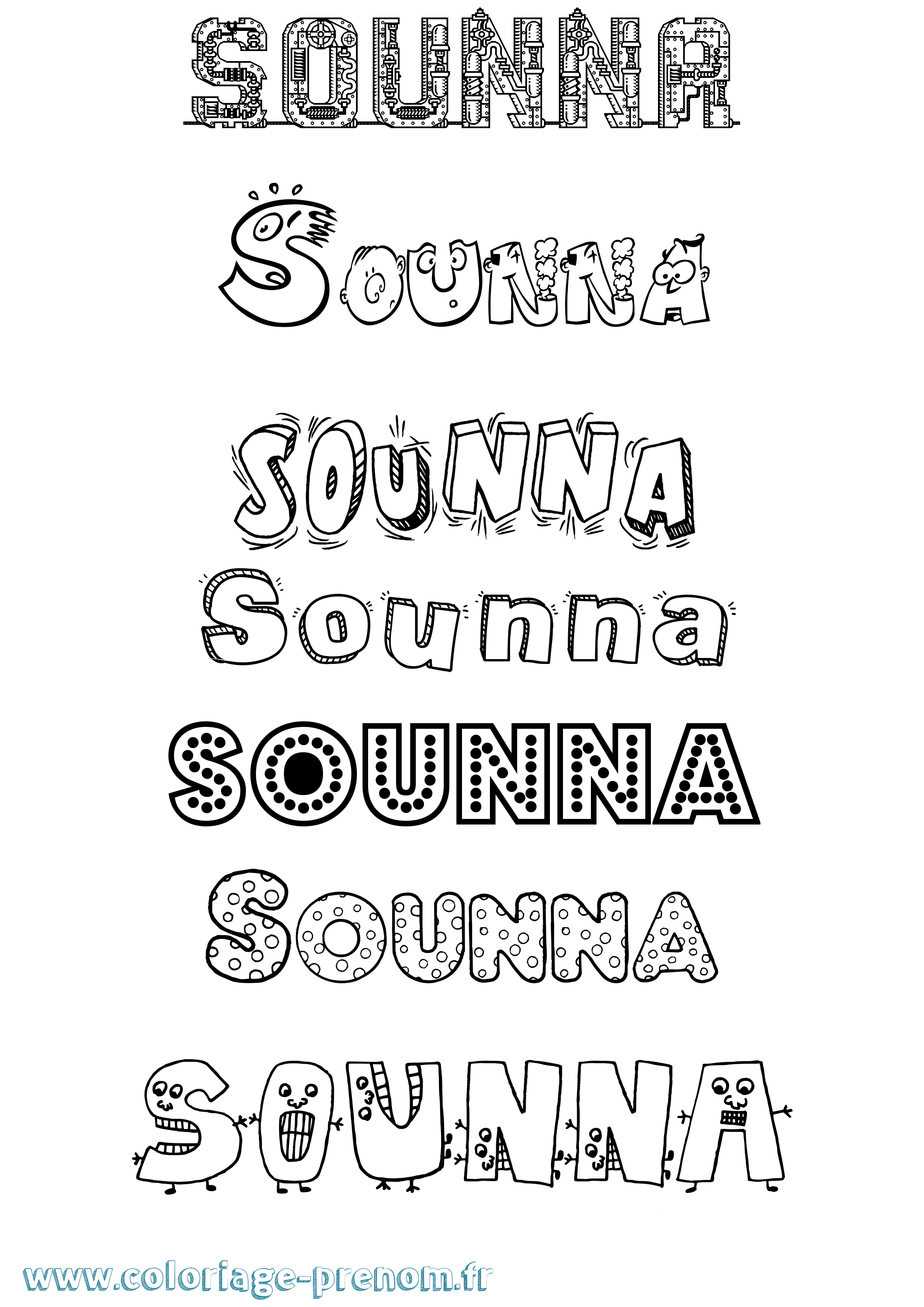 Coloriage Sounna Fun Coloriage prénom Sounna Fun