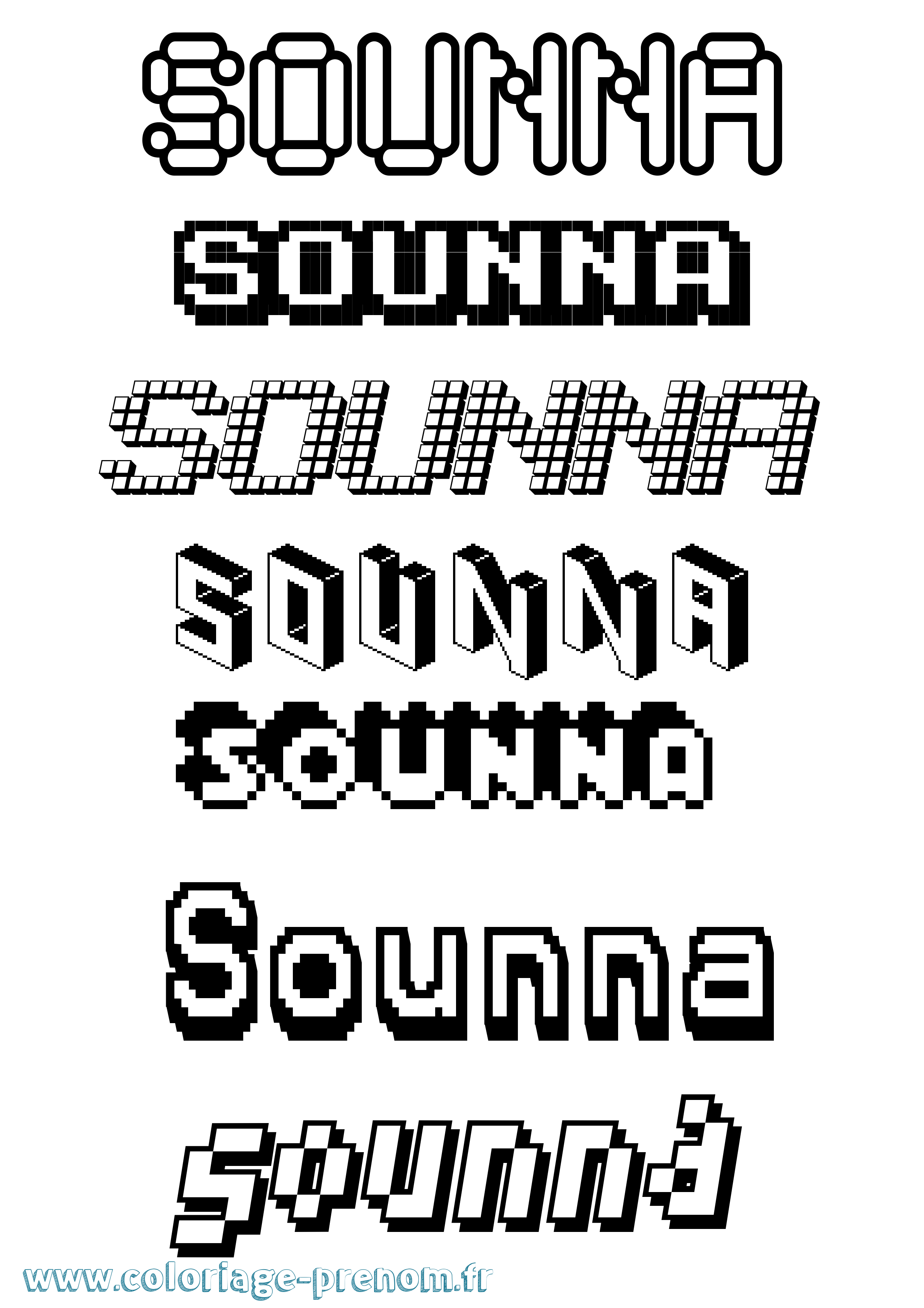 Coloriage Sounna Pixel Coloriage prénom Sounna Pixel