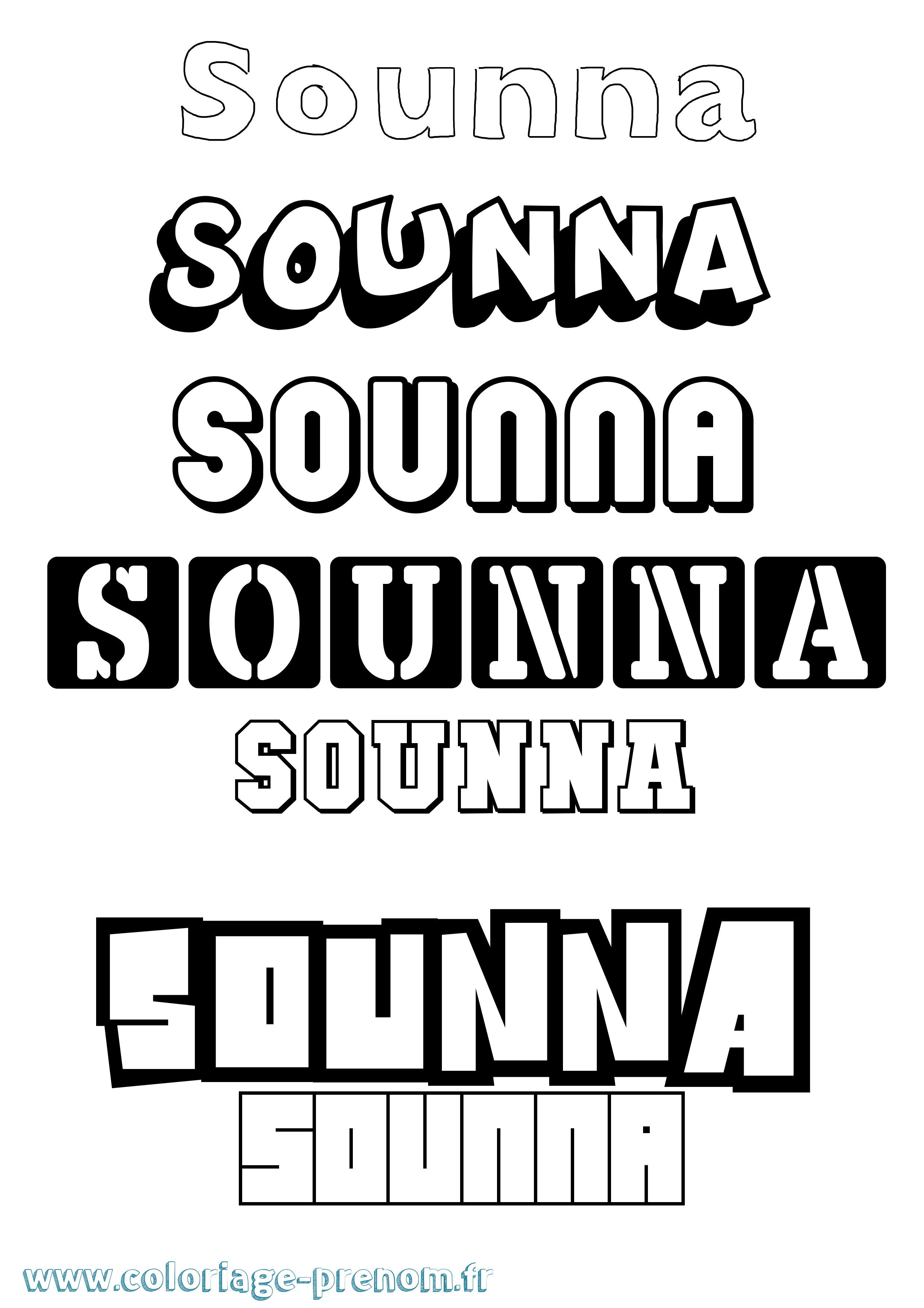 Coloriage Sounna Simple Coloriage prénom Sounna Simple