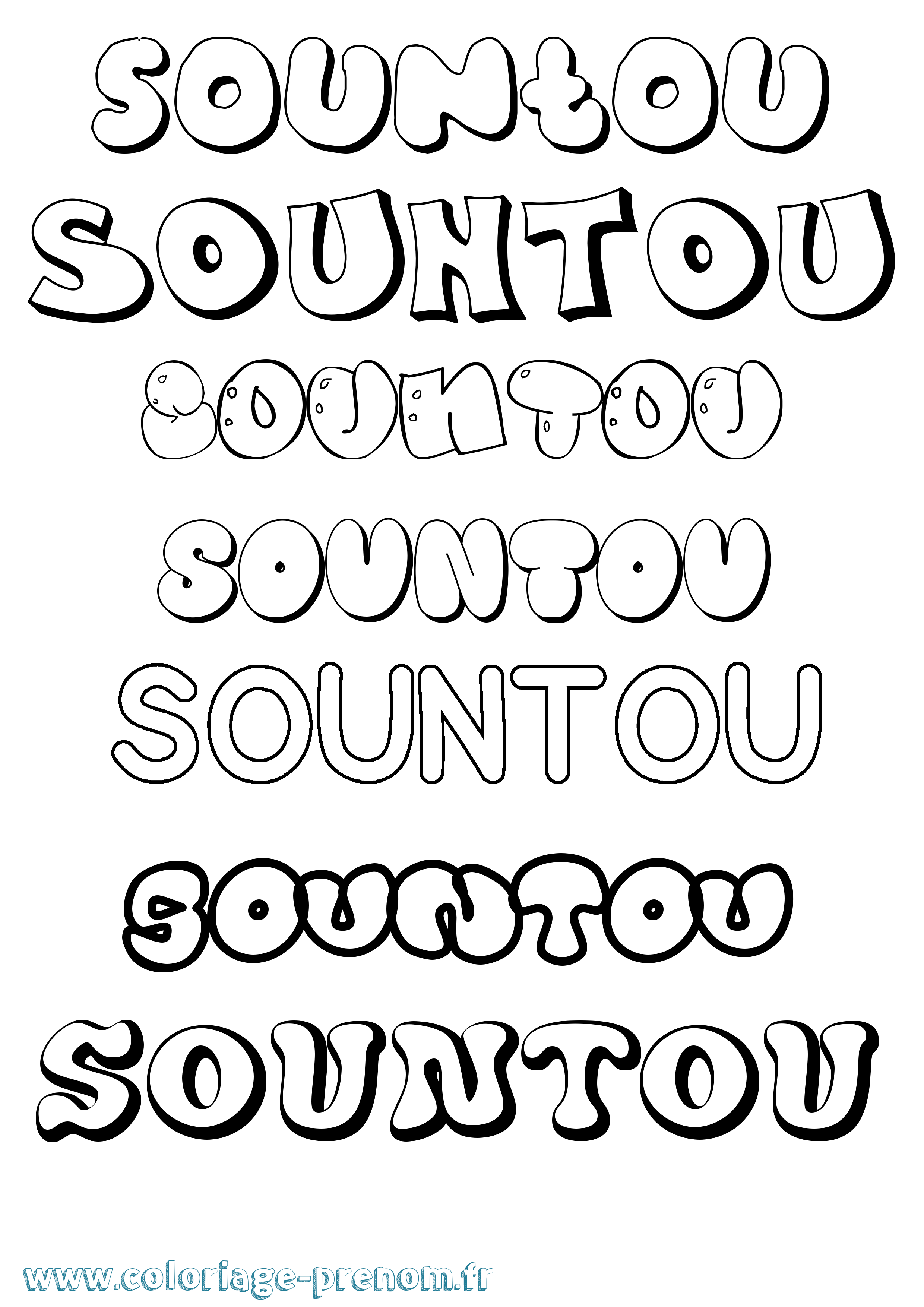 Coloriage Sountou Bubble Coloriage prénom Sountou Bubble