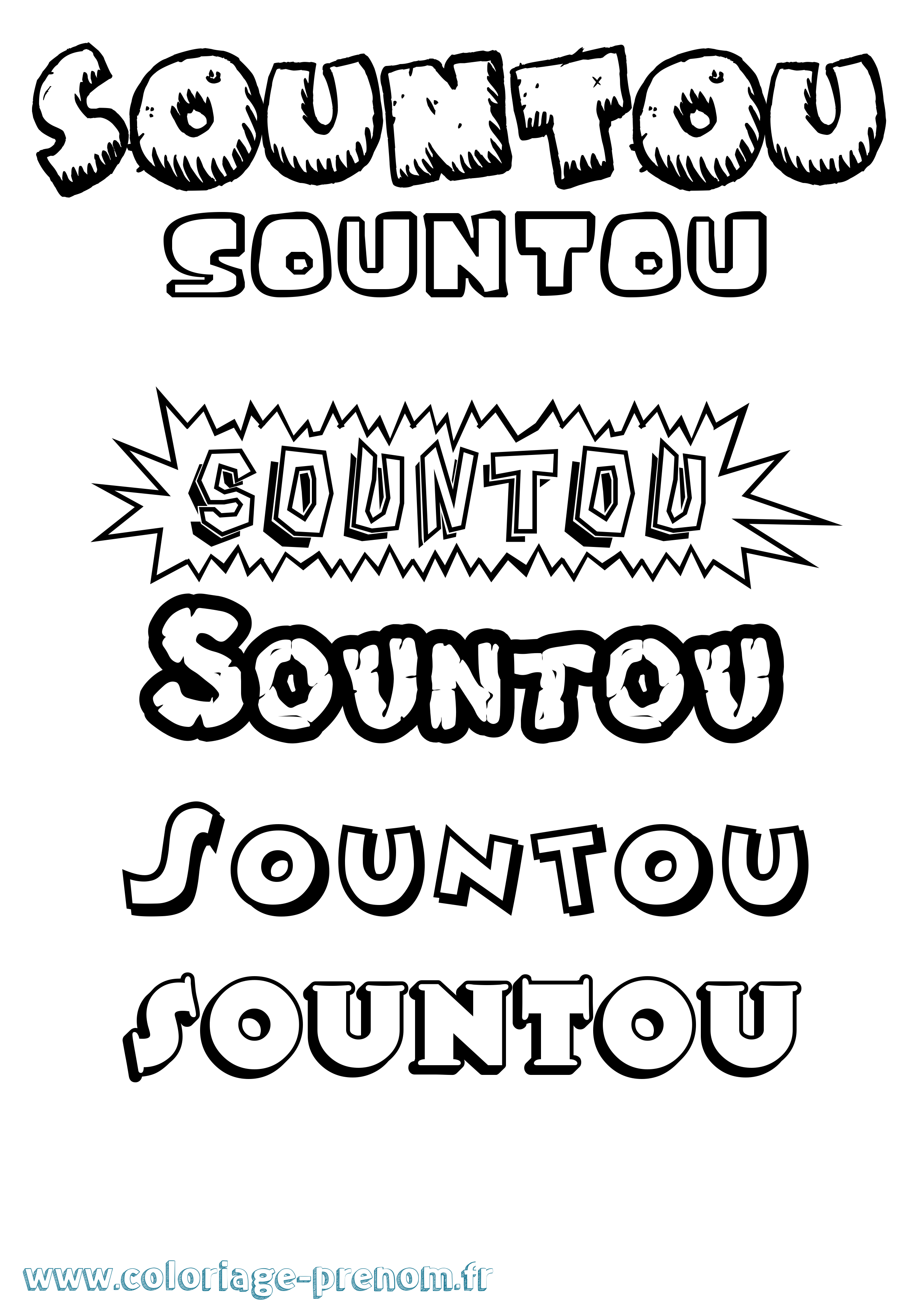 Coloriage Sountou Dessin Animé Coloriage prénom Sountou Dessin Animé