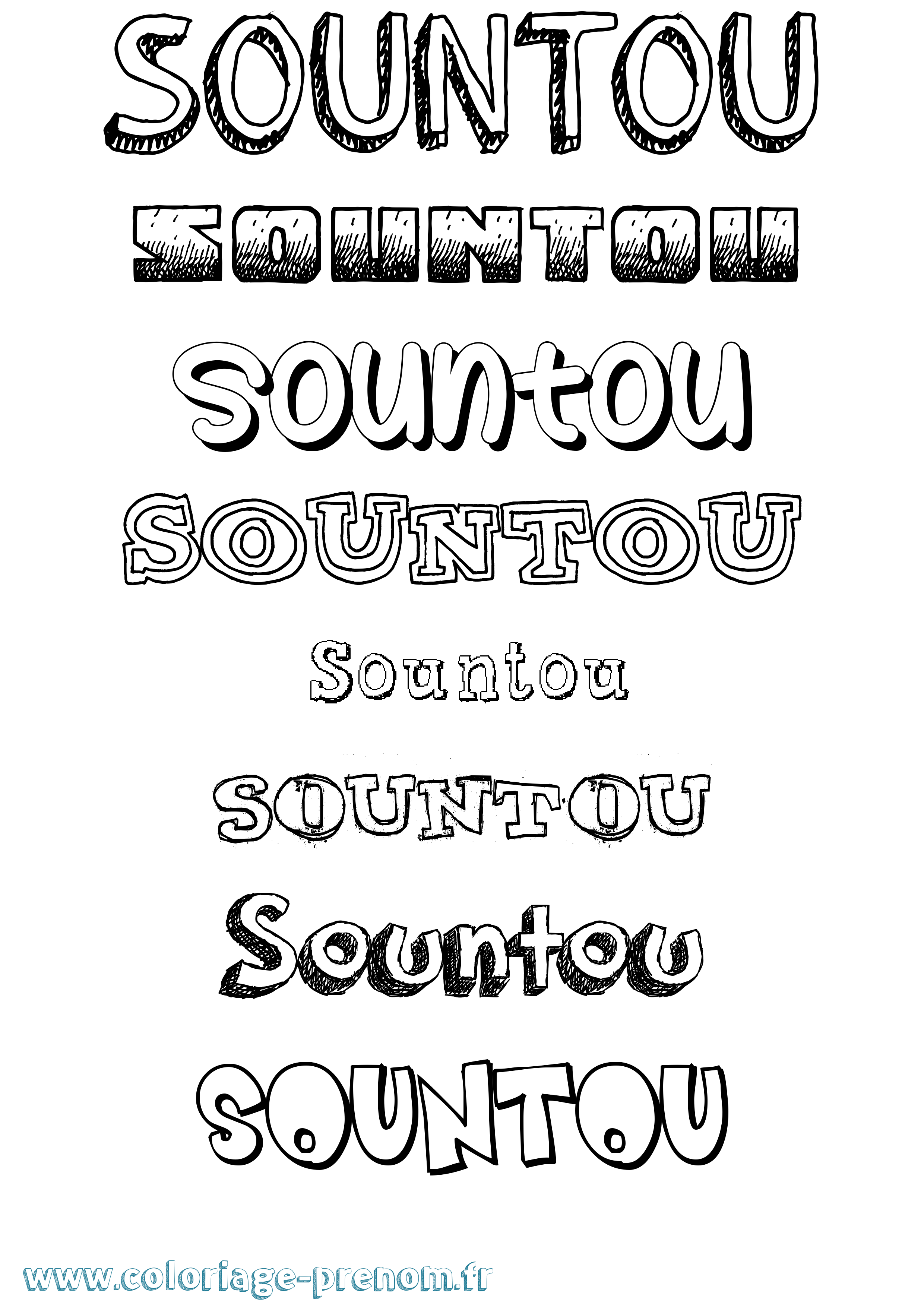 Coloriage Sountou Dessiné Coloriage prénom Sountou Dessiné