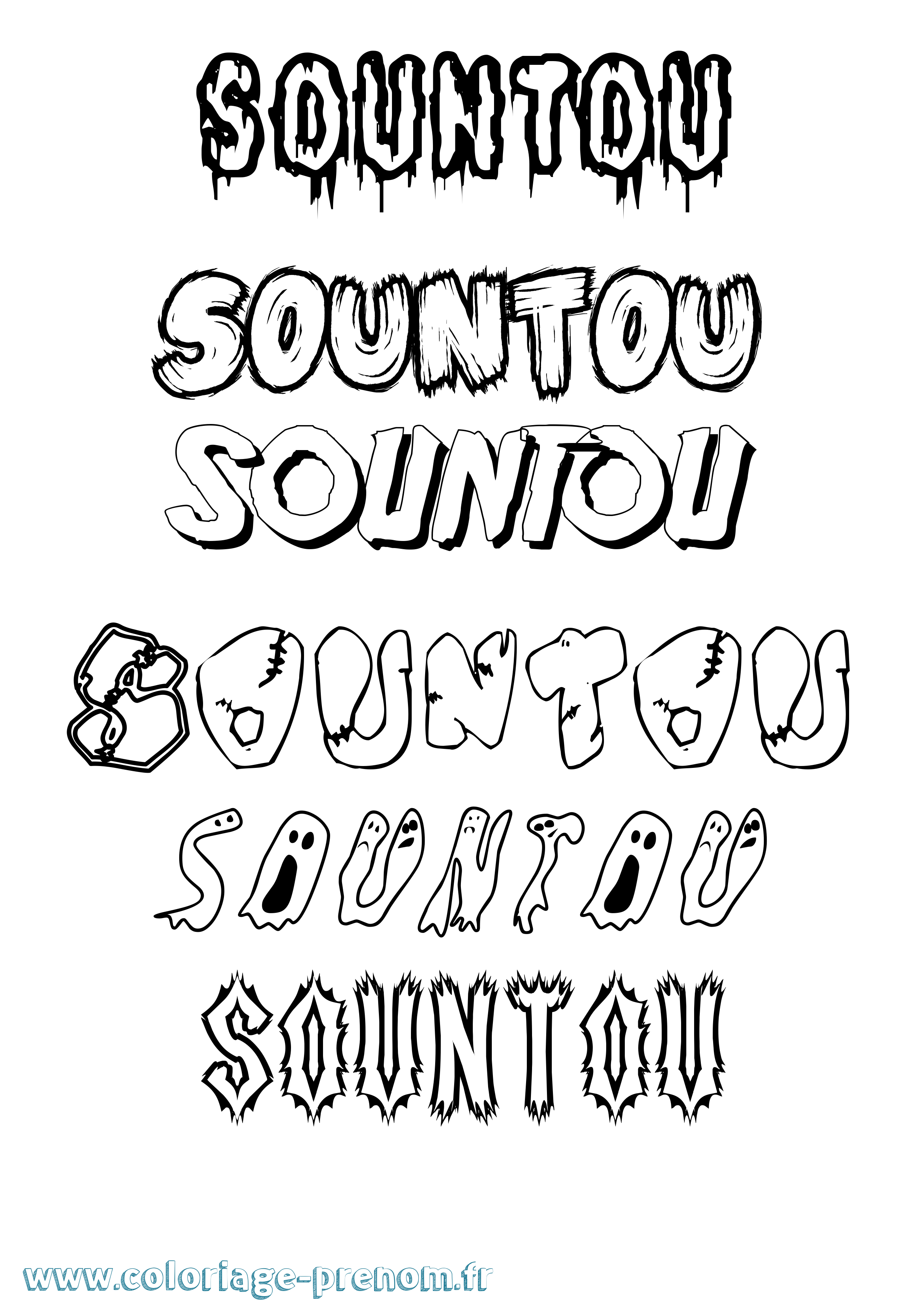 Coloriage Sountou Frisson Coloriage prénom Sountou Frisson