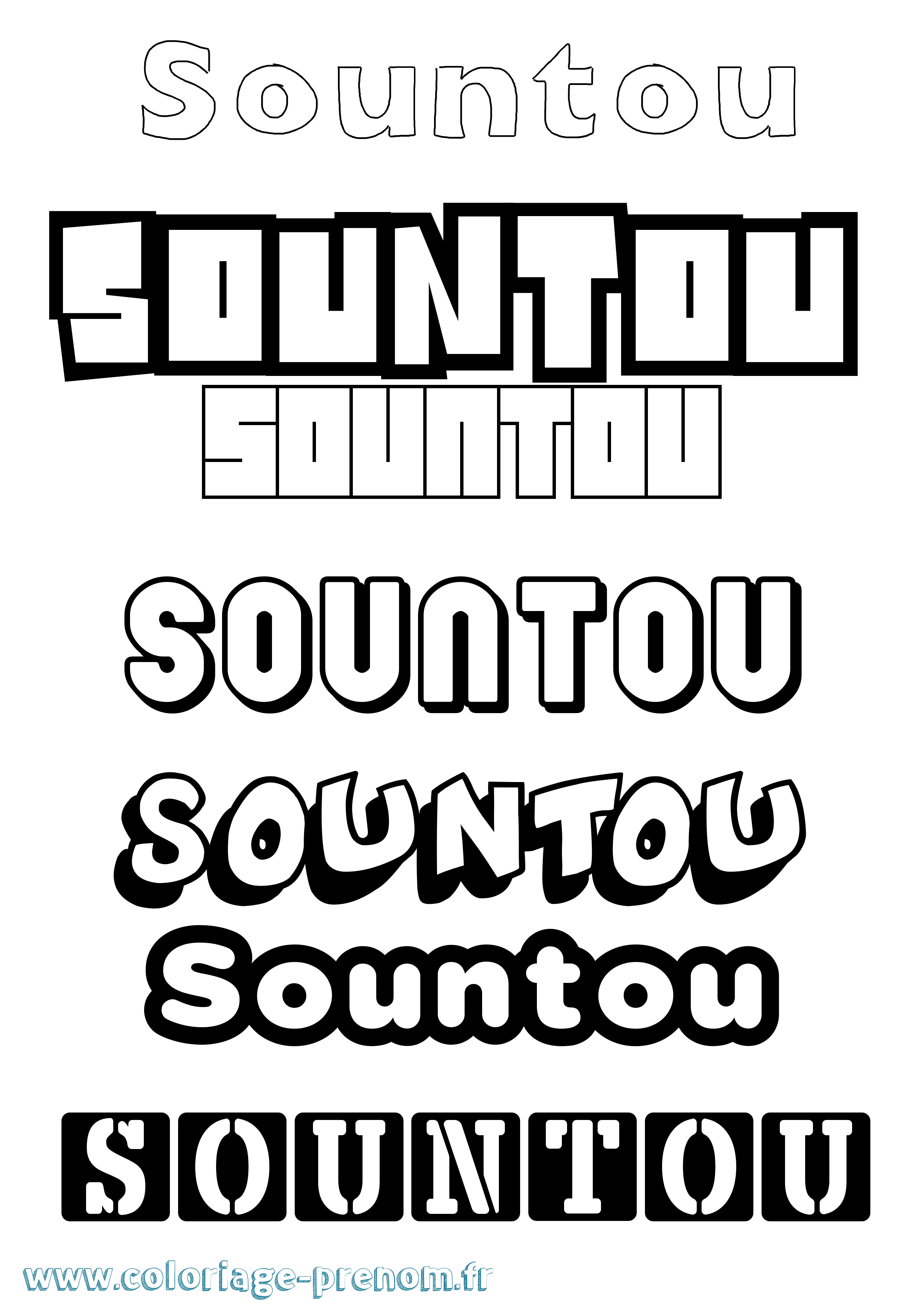 Coloriage Sountou Simple Coloriage prénom Sountou Simple