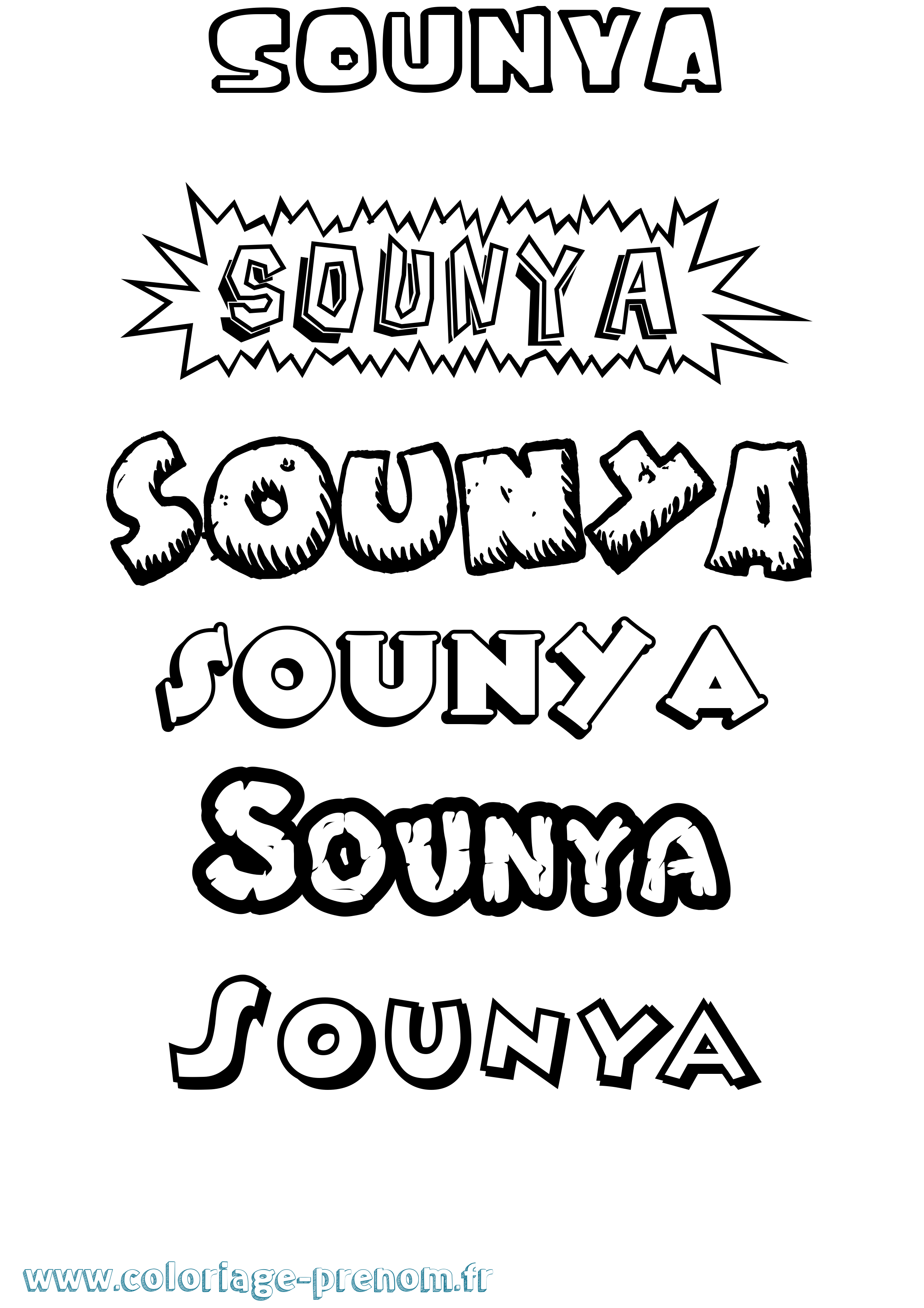 Coloriage Sounya Dessin Animé Coloriage prénom Sounya Dessin Animé