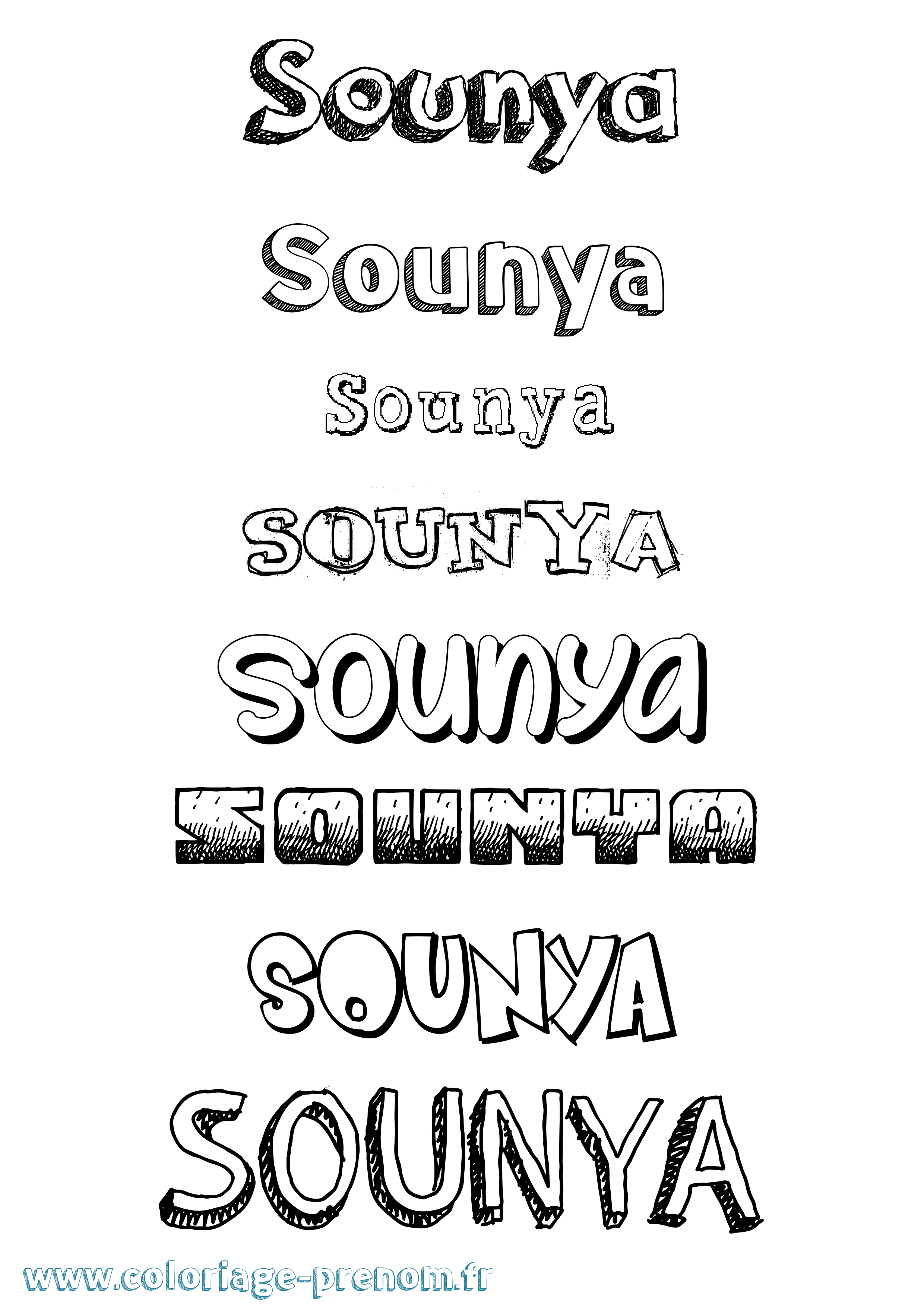 Coloriage Sounya Dessiné Coloriage prénom Sounya Dessiné