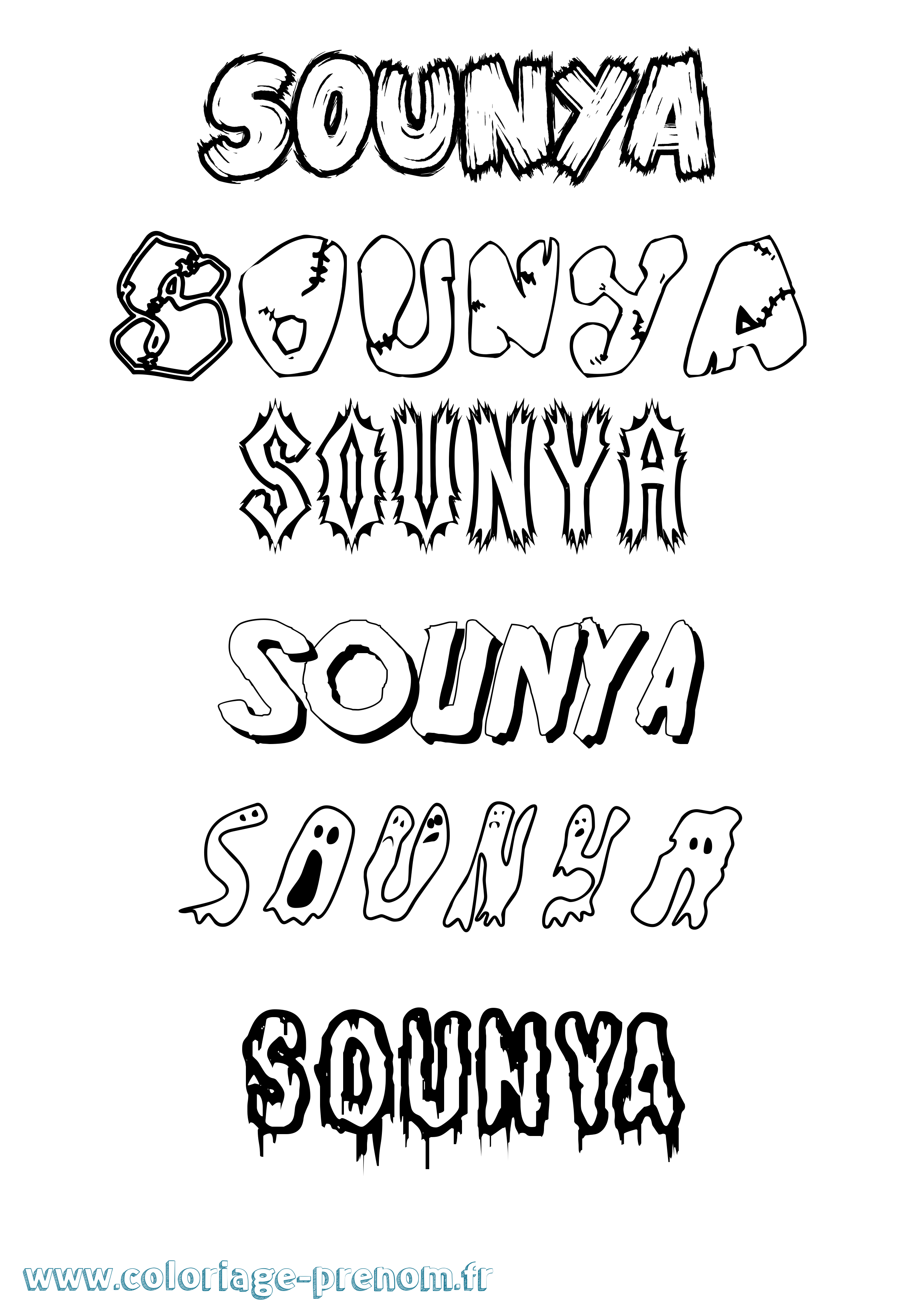 Coloriage Sounya Frisson Coloriage prénom Sounya Frisson