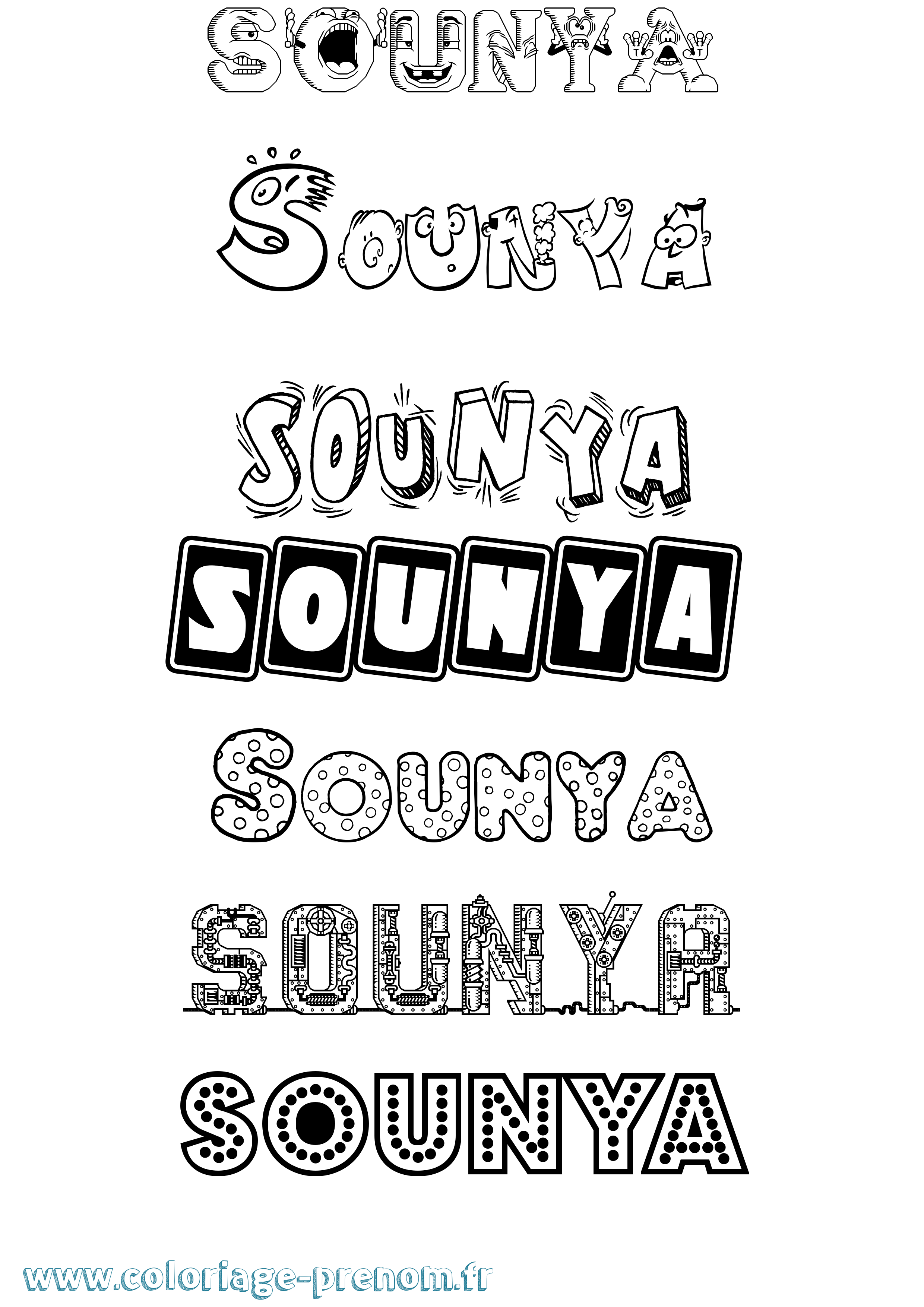 Coloriage Sounya Fun Coloriage prénom Sounya Fun