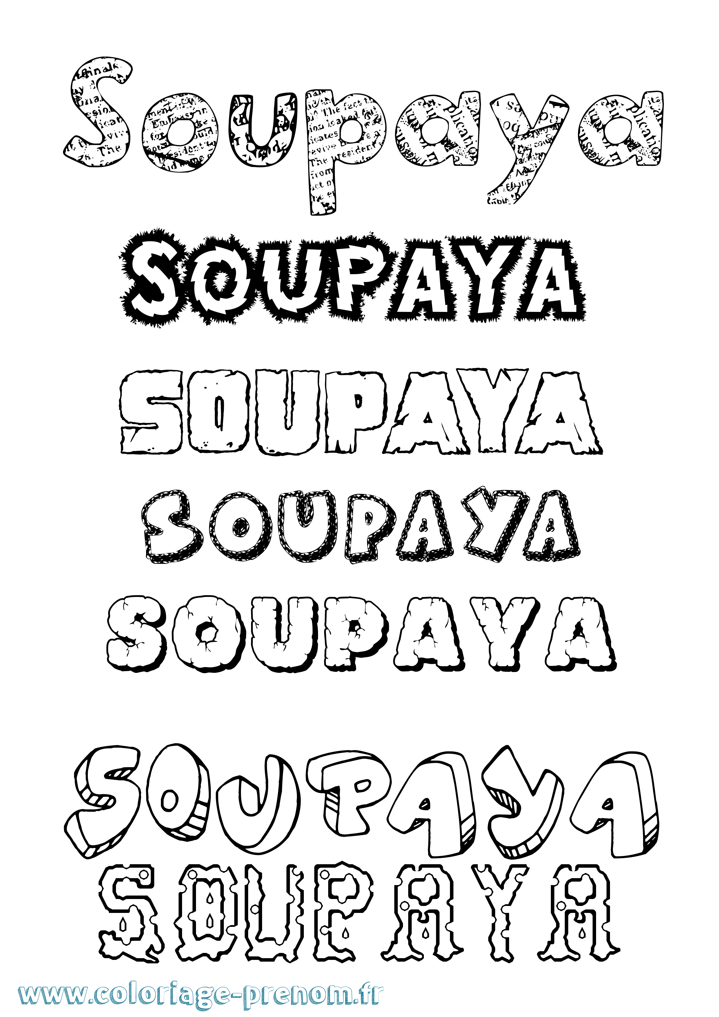 Coloriage Soupaya Destructuré Coloriage prénom Soupaya Destructuré