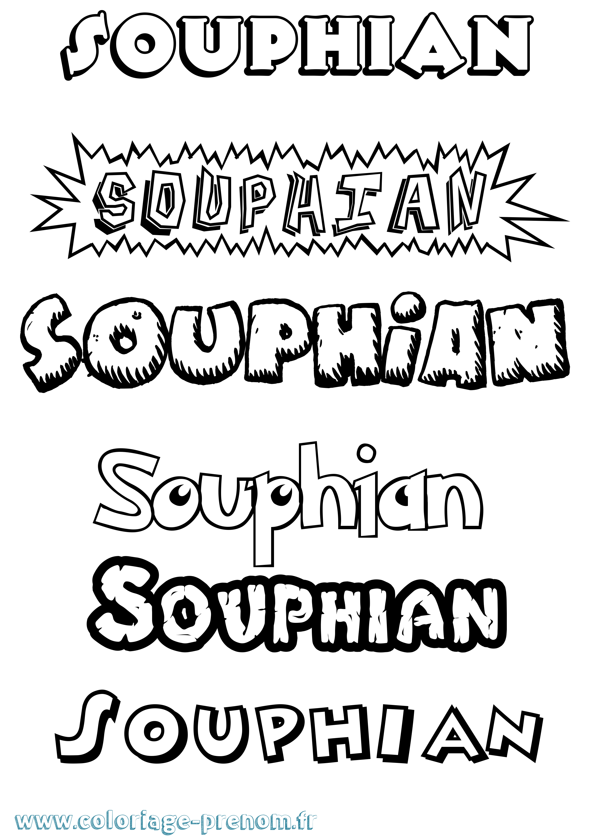 Coloriage Souphian Dessin Animé Coloriage prénom Souphian Dessin Animé