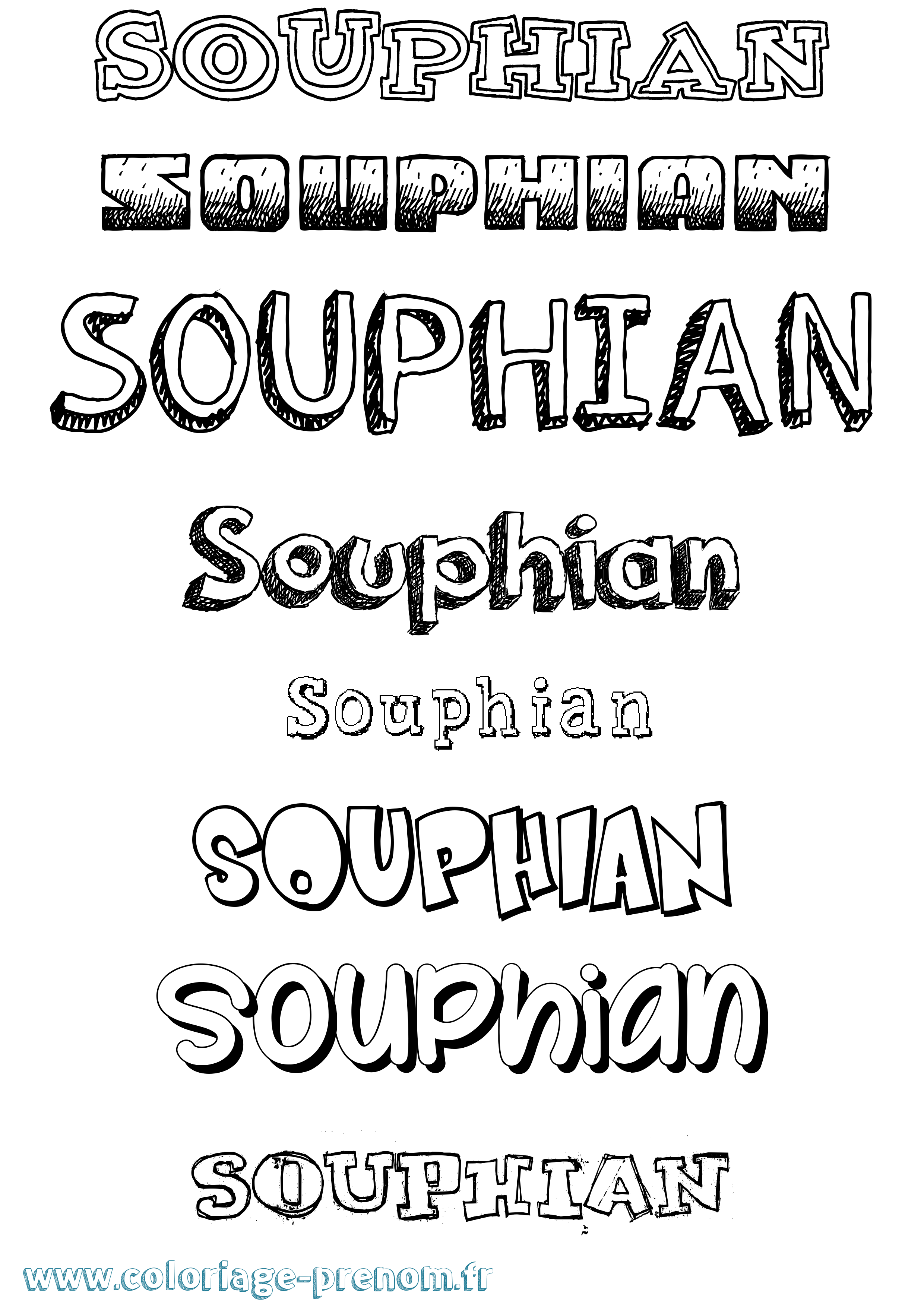 Coloriage Souphian Dessiné Coloriage prénom Souphian Dessiné