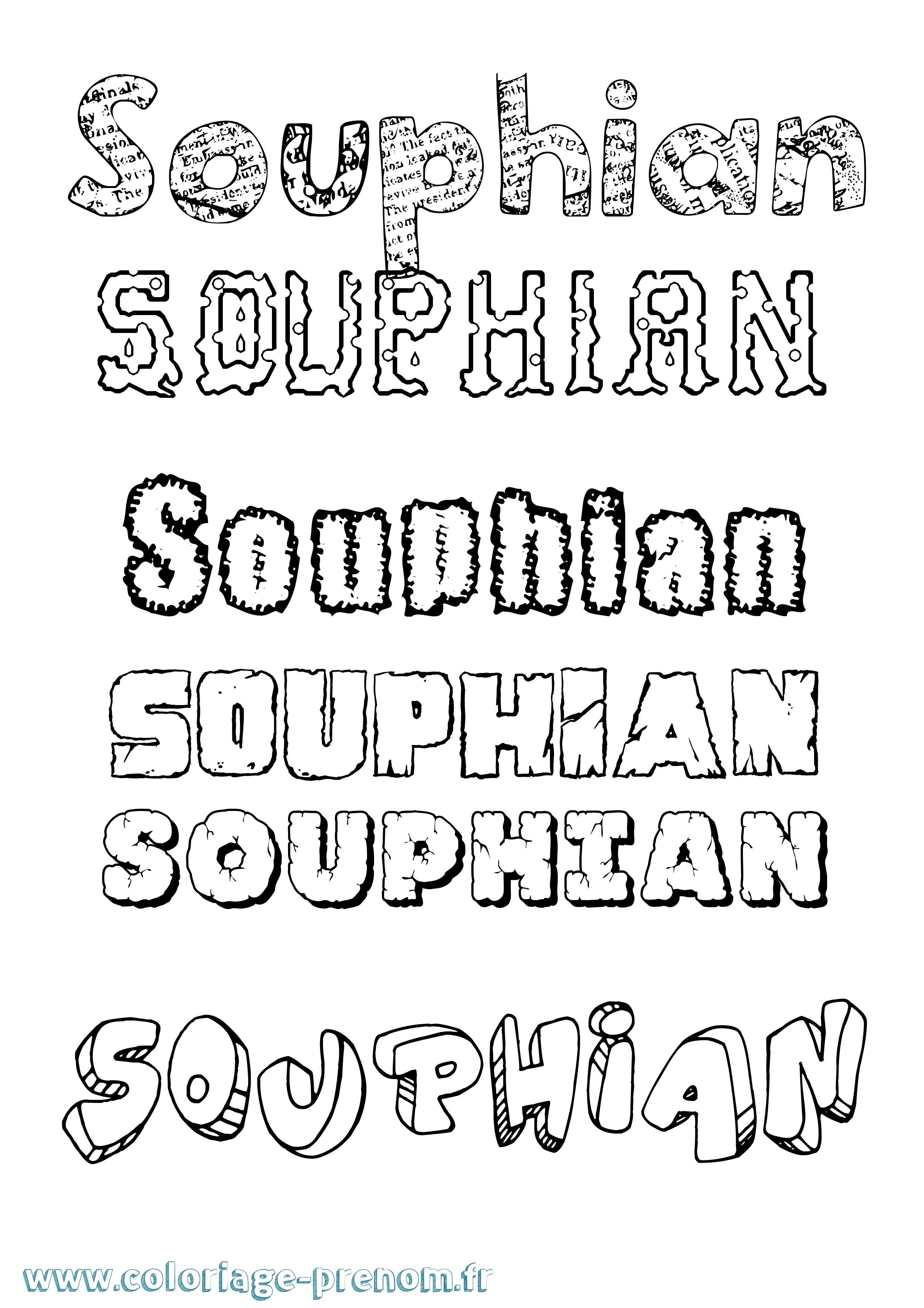 Coloriage Souphian Destructuré Coloriage prénom Souphian Destructuré