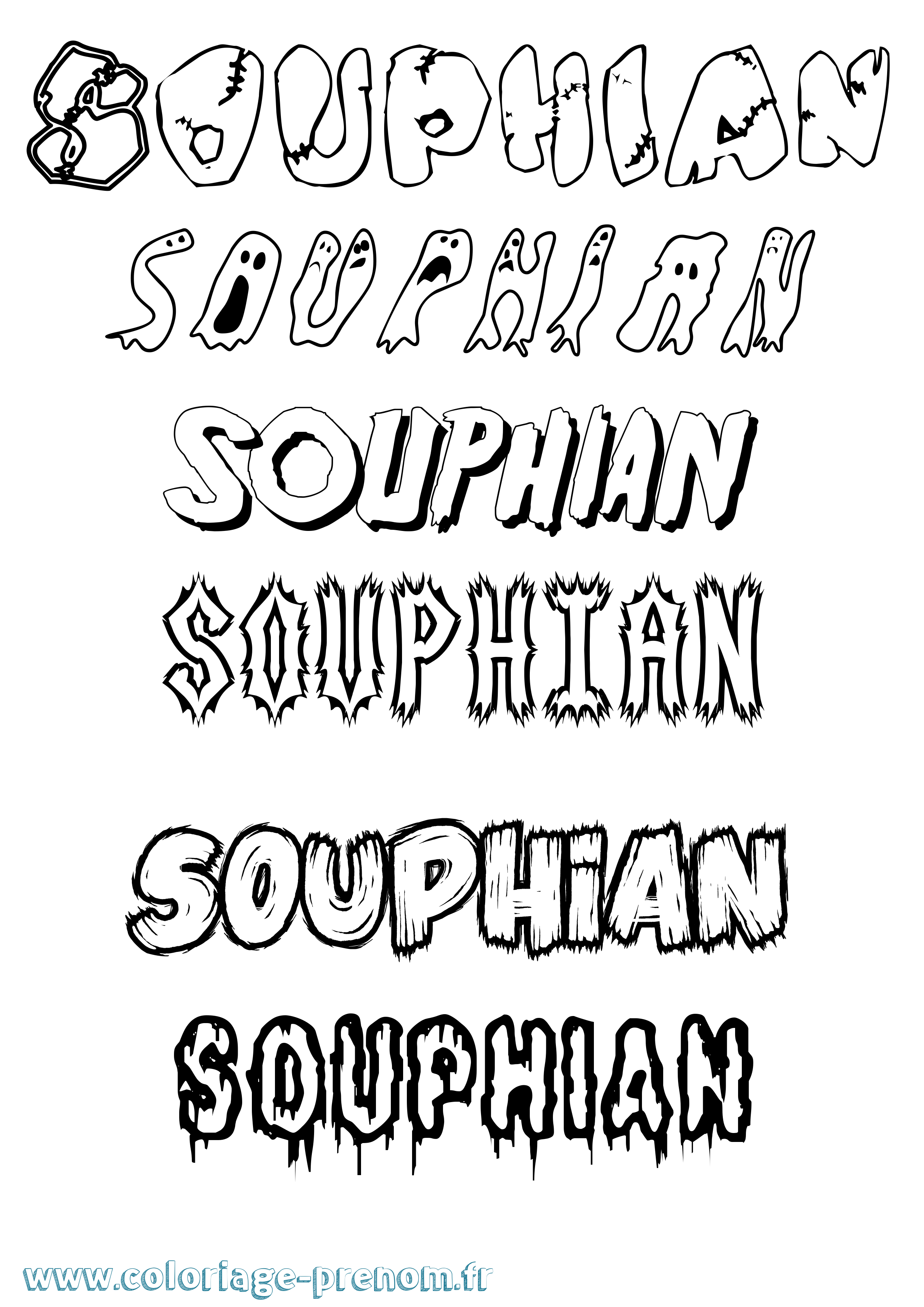 Coloriage Souphian Frisson Coloriage prénom Souphian Frisson