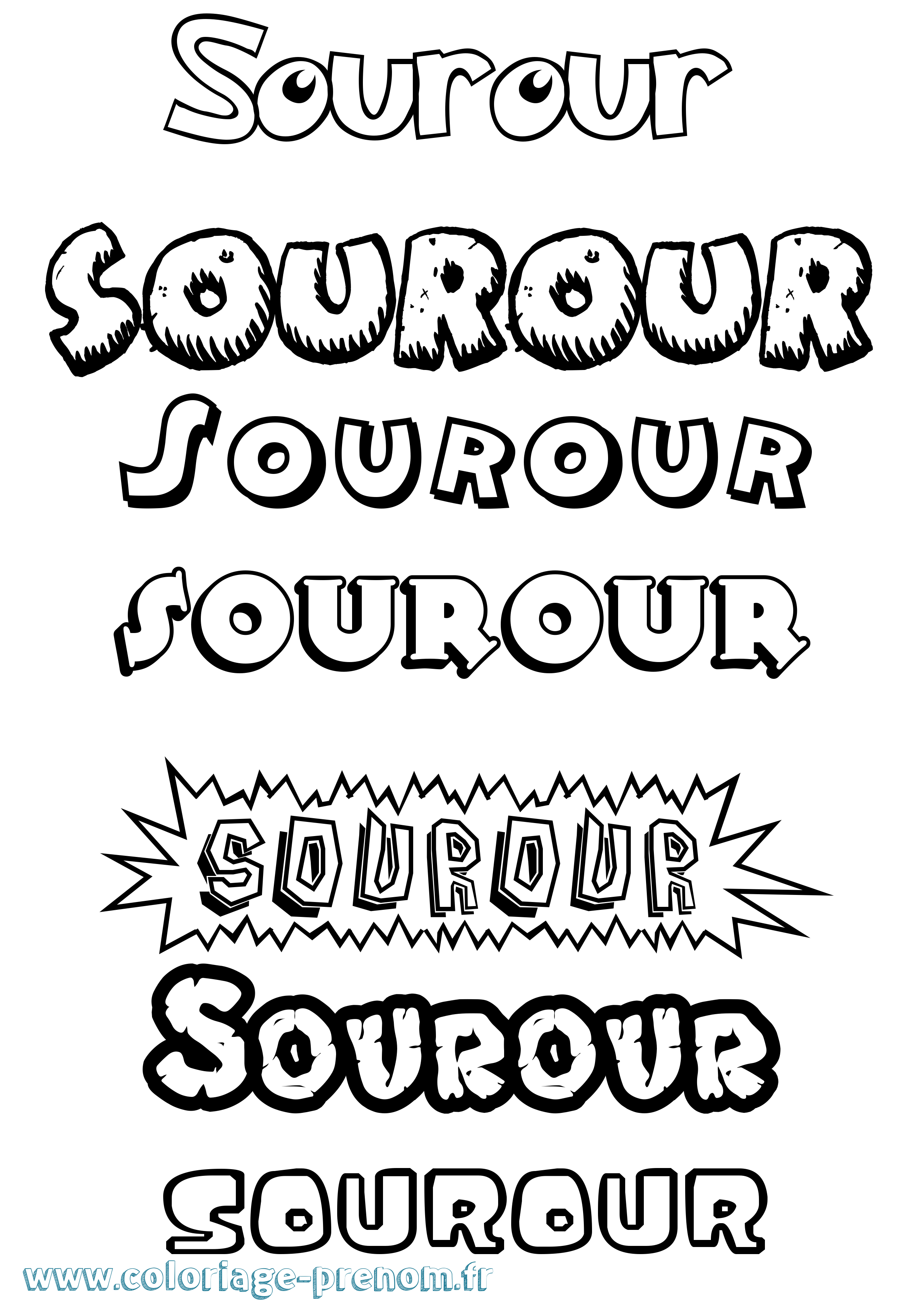 Coloriage Sourour Dessin Animé Coloriage prénom Sourour Dessin Animé