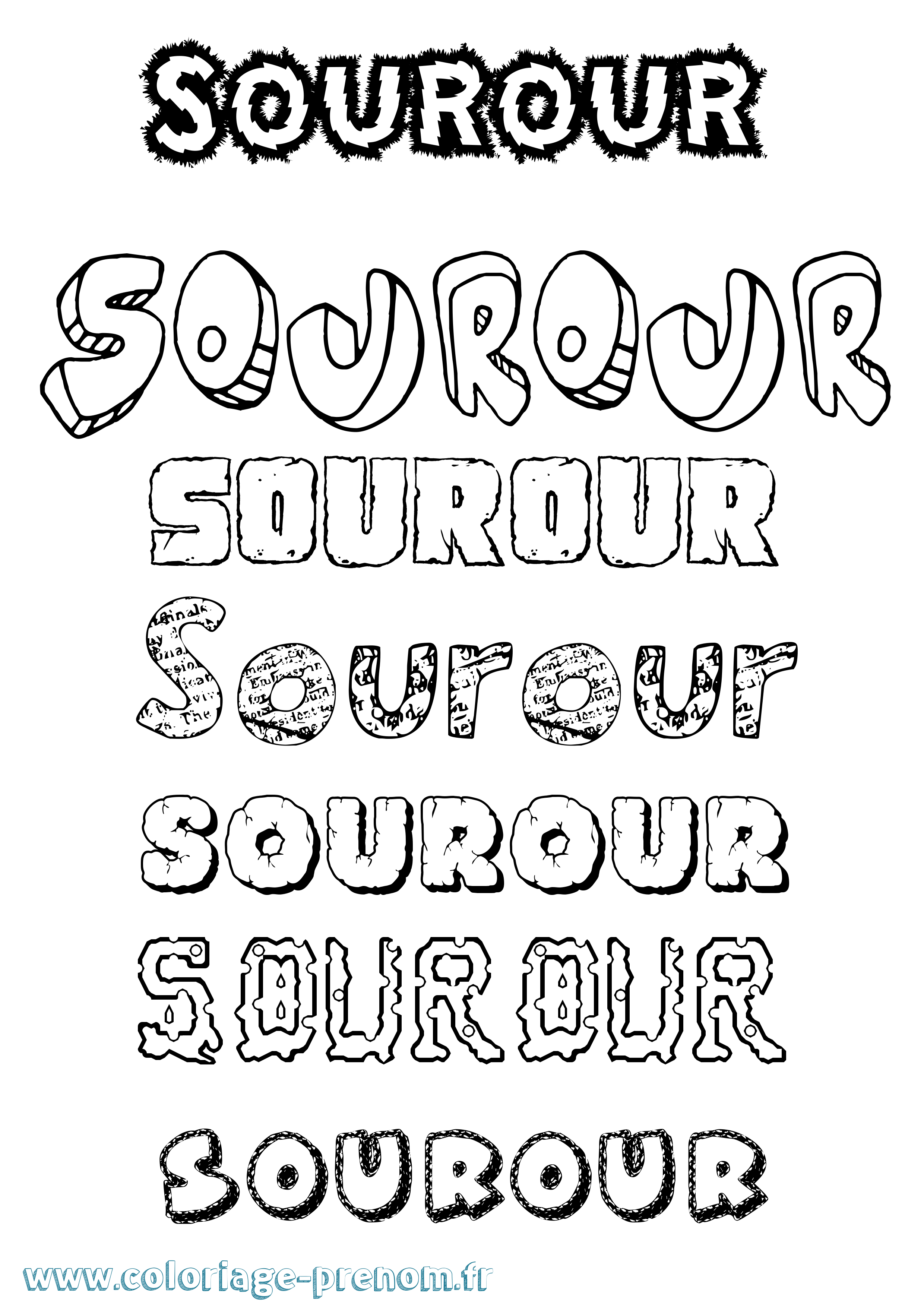 Coloriage Sourour Destructuré Coloriage prénom Sourour Destructuré